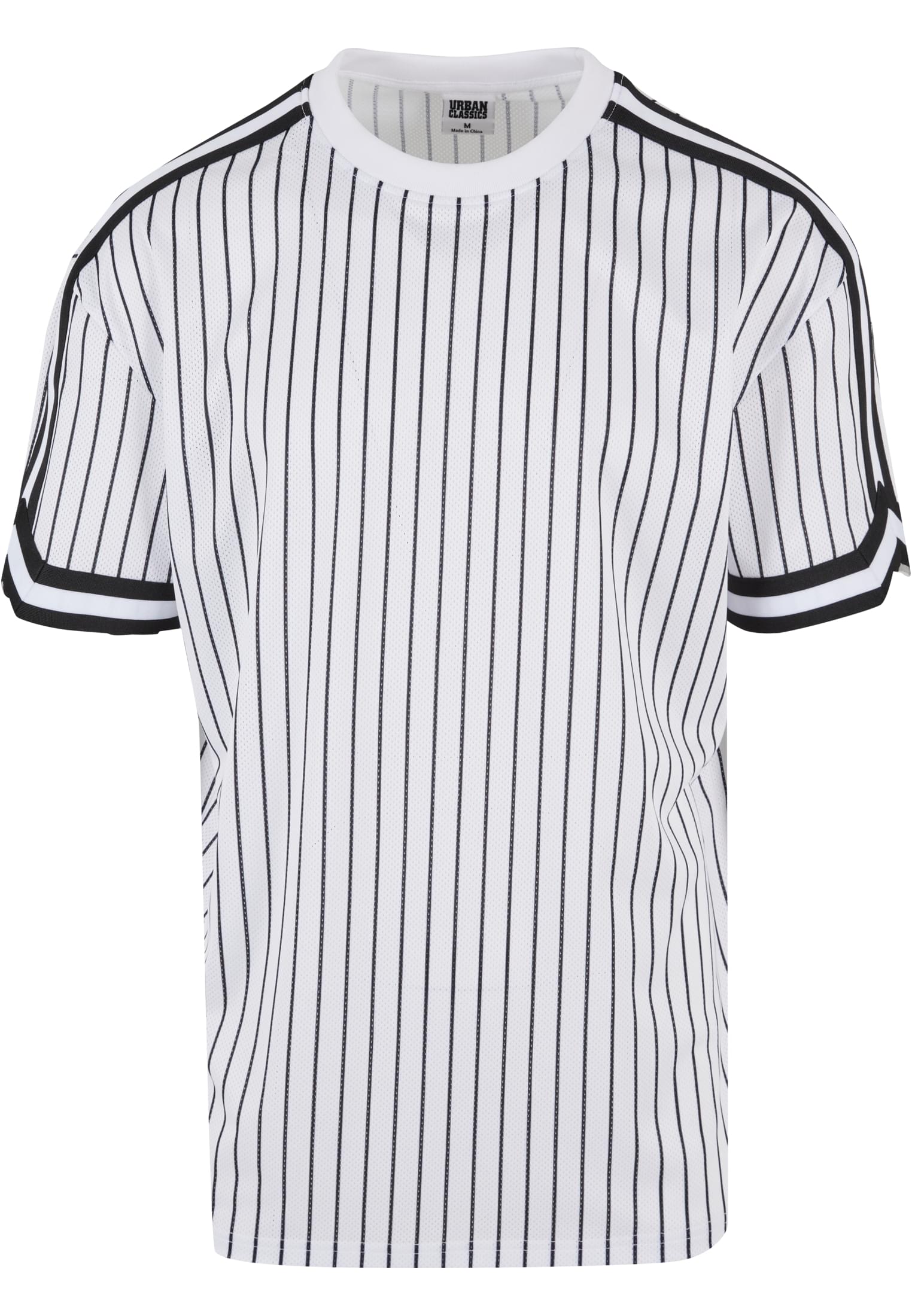 Oversized Striped Mesh Tee | white/black