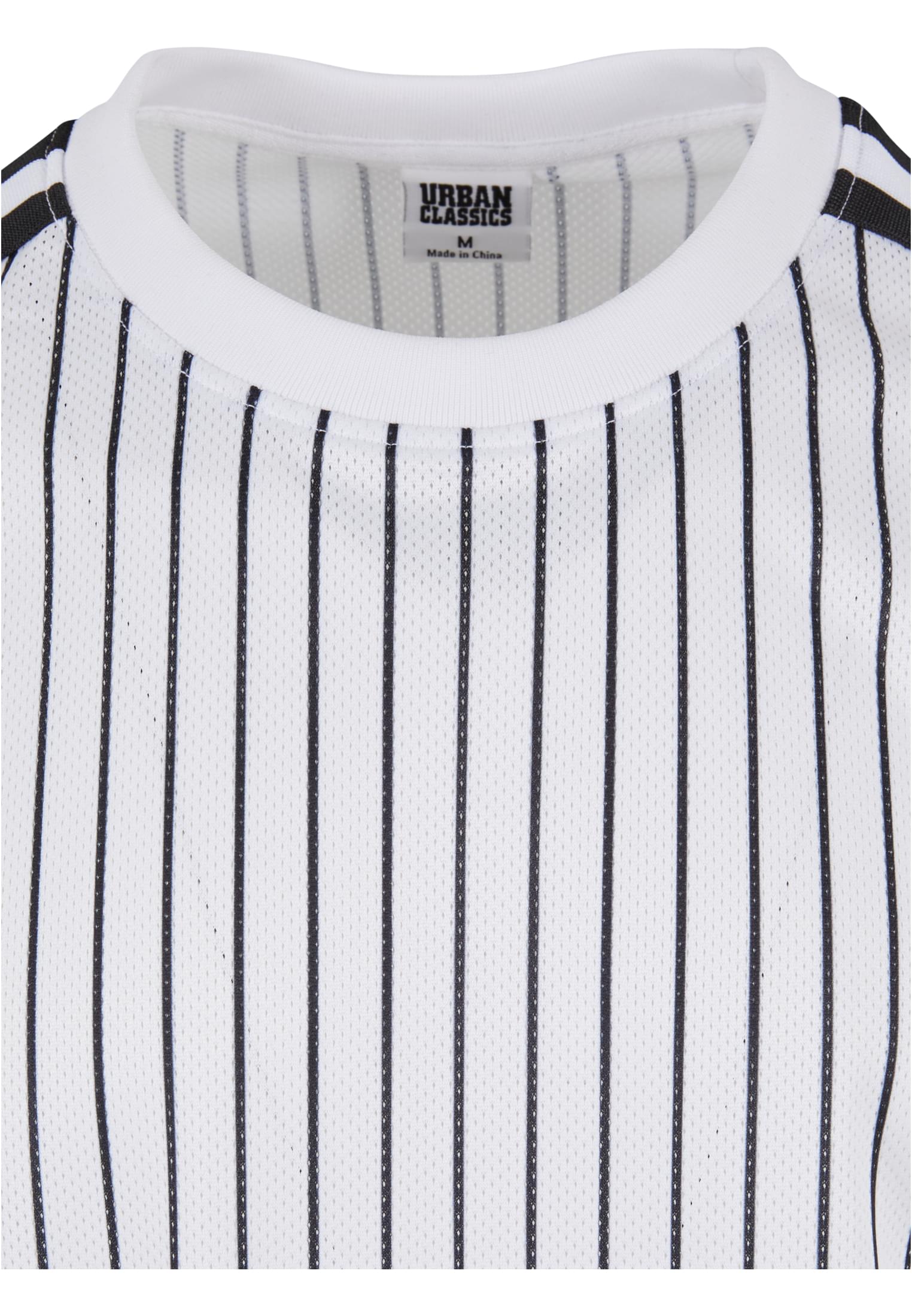 Oversized Striped Mesh Tee | white/black