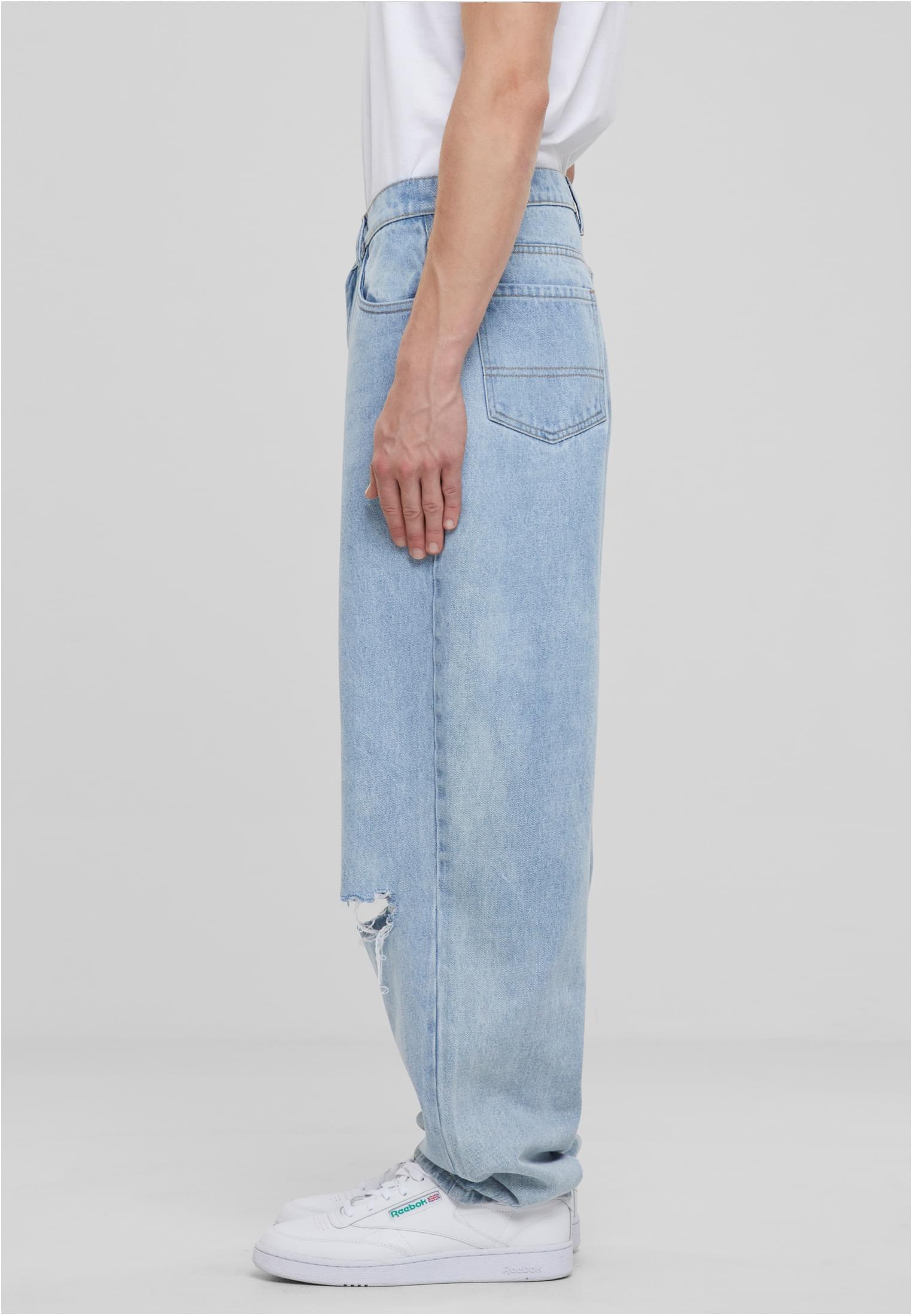 Heavy Ounce Knee Cut Baggy Fit Jeans | new light blue washed