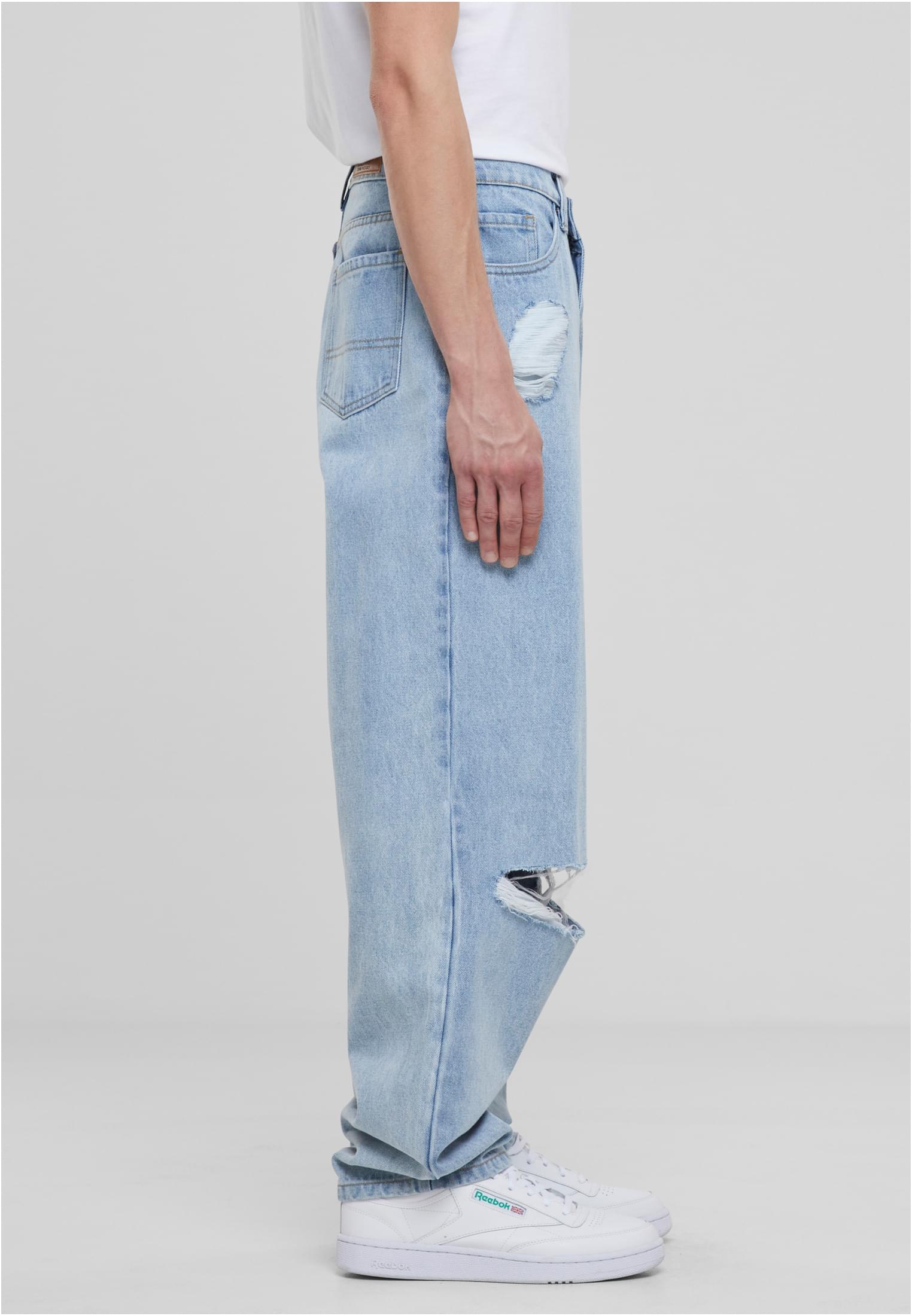 Heavy Ounce Knee Cut Baggy Fit Jeans | new light blue washed