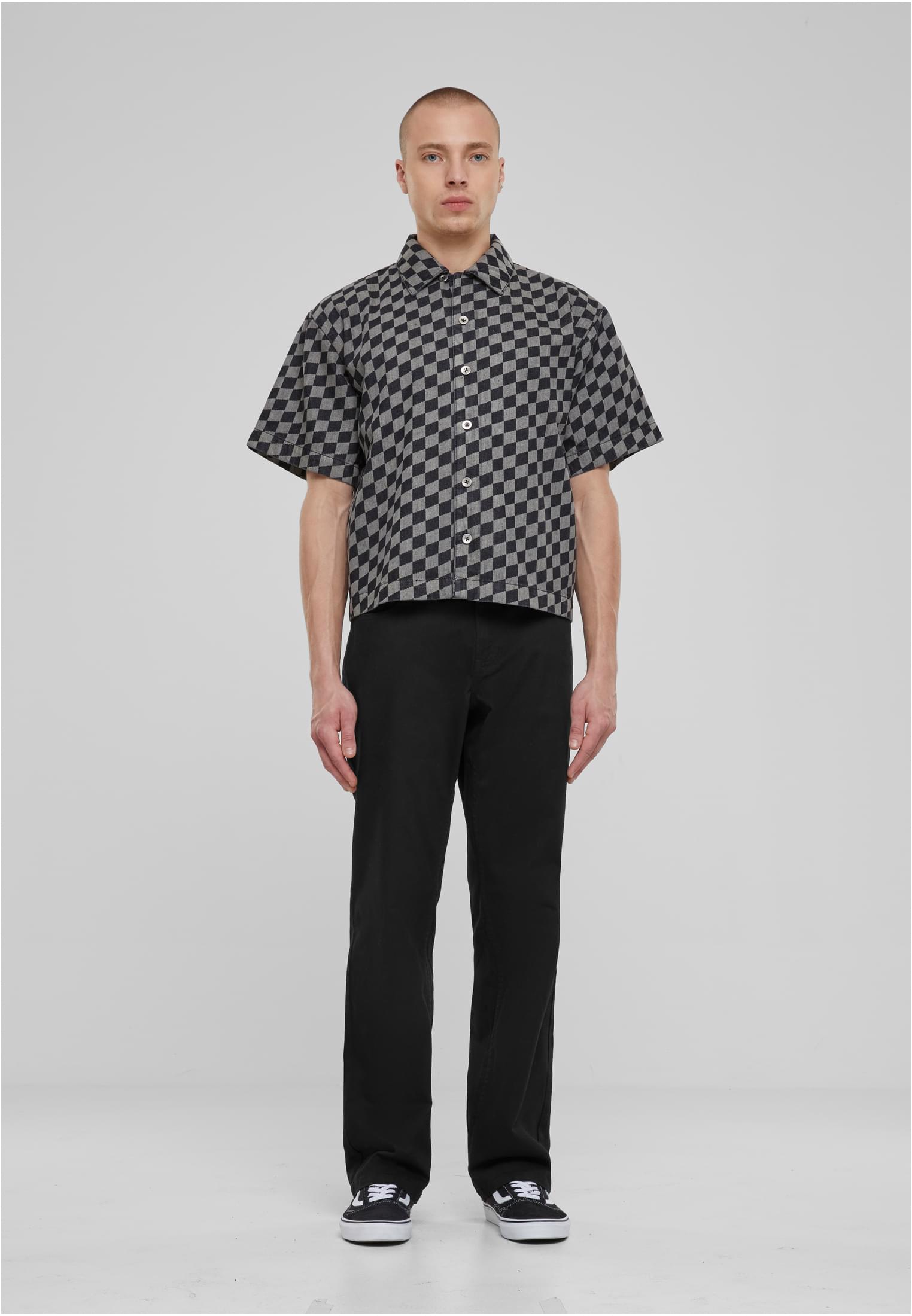 Laser Check Printed Boxy Shirt | blacklasercheck