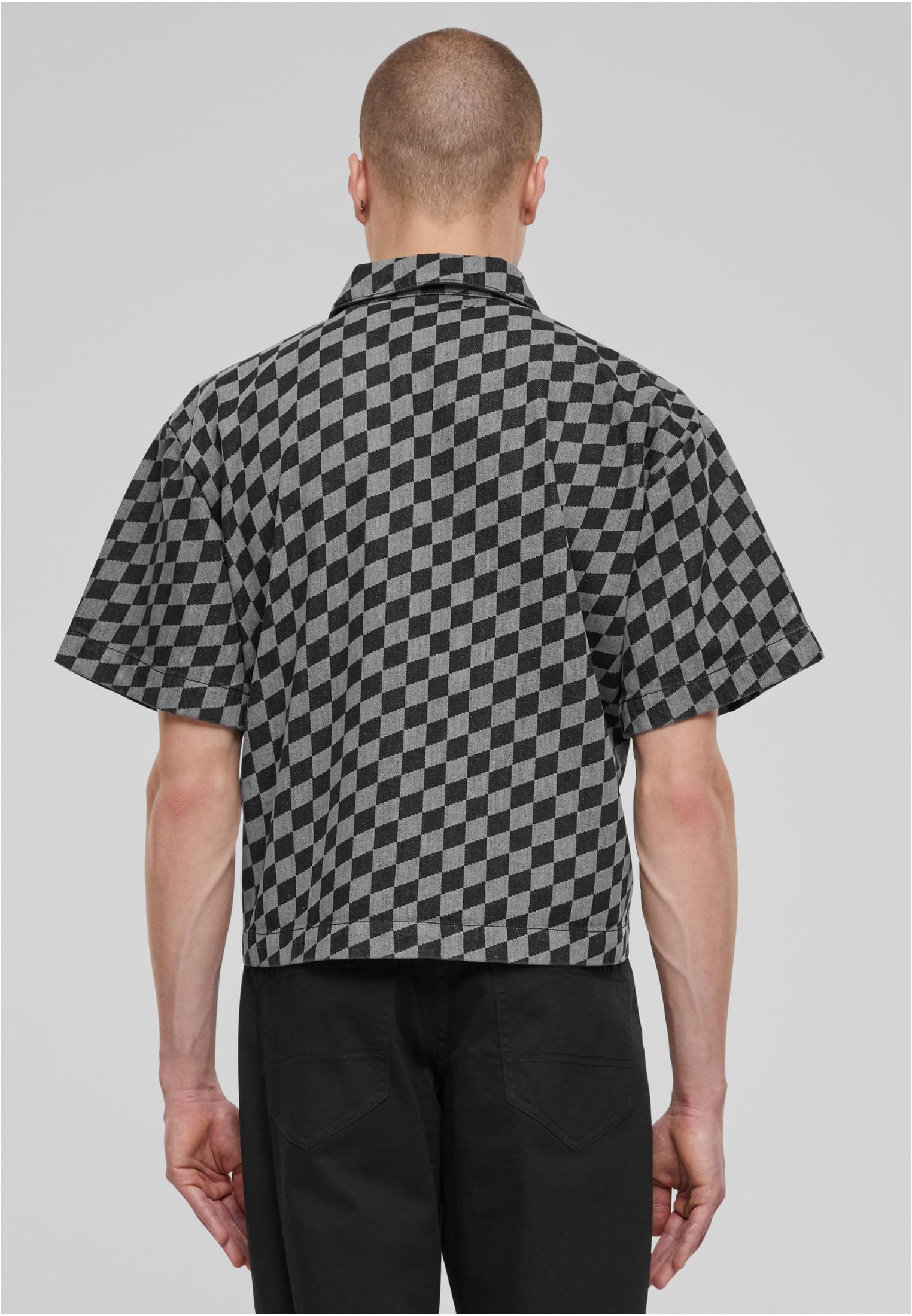 Laser Check Printed Boxy Shirt | blacklasercheck