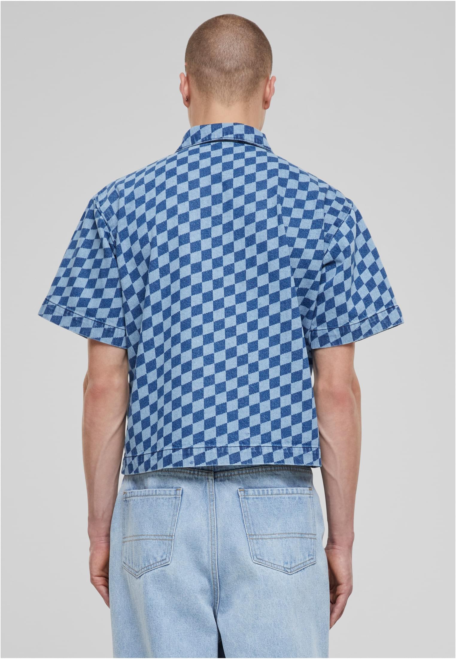 Laser Check Printed Boxy Shirt | bluelasercheck