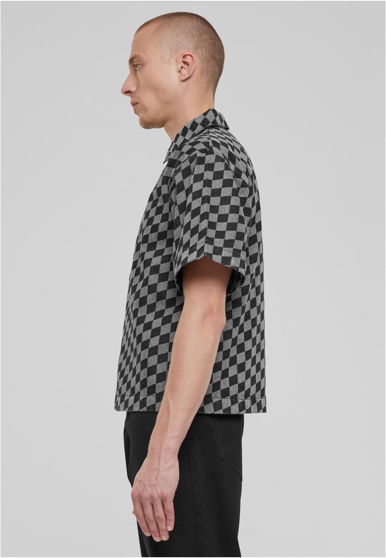 Laser Check Printed Boxy Shirt | blacklasercheck