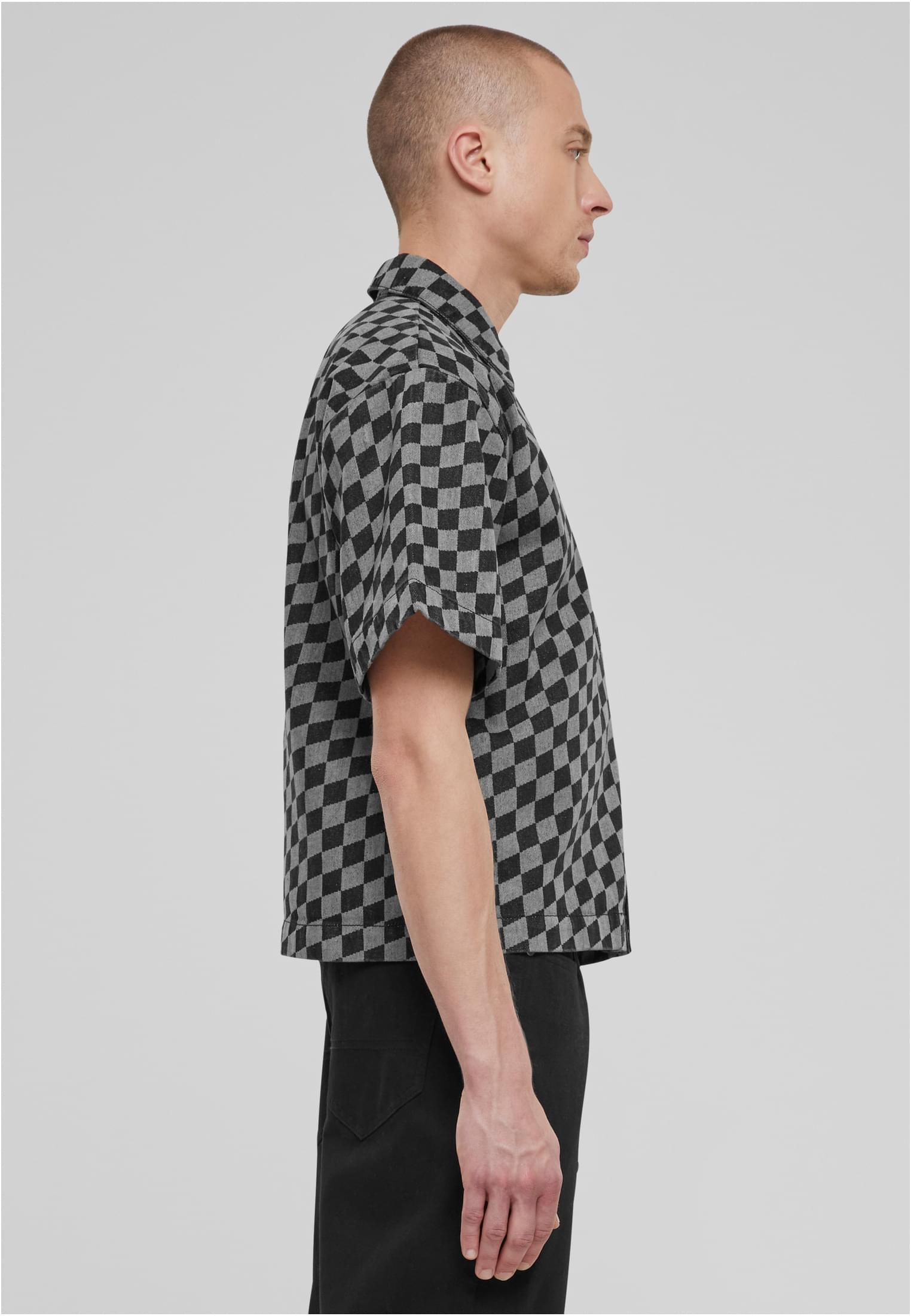 Laser Check Printed Boxy Shirt | blacklasercheck