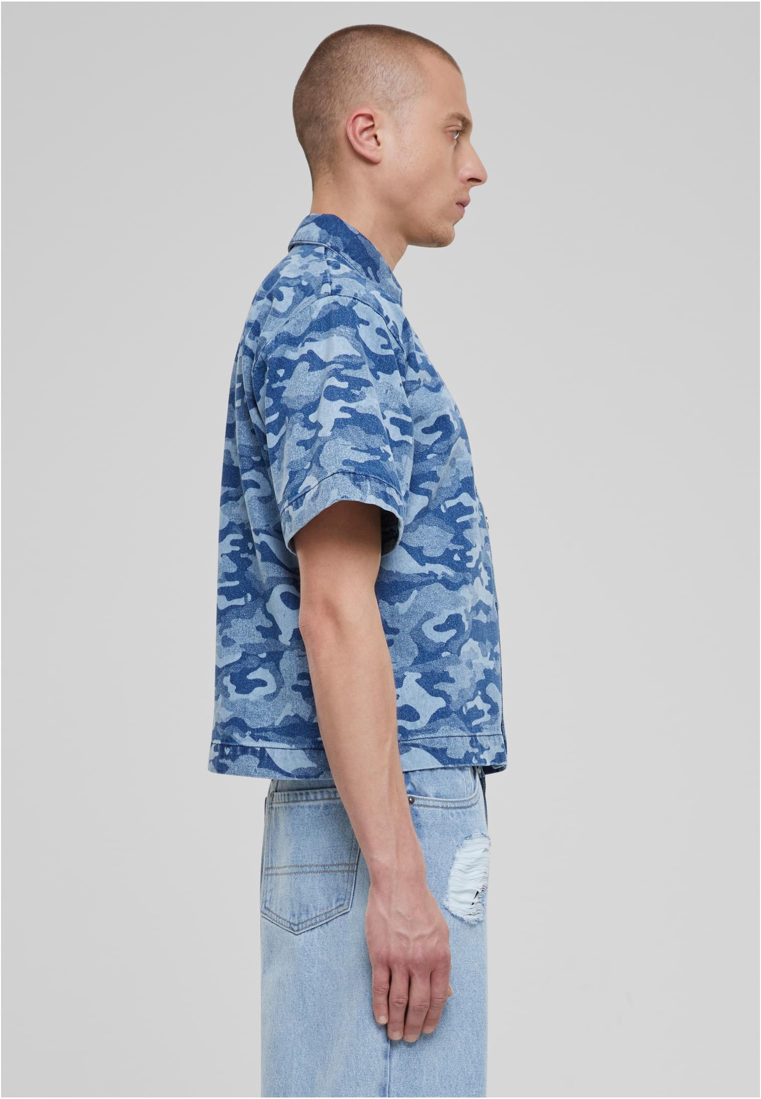 Laser Camo Printed Boxy Shirt | bluelasercamo