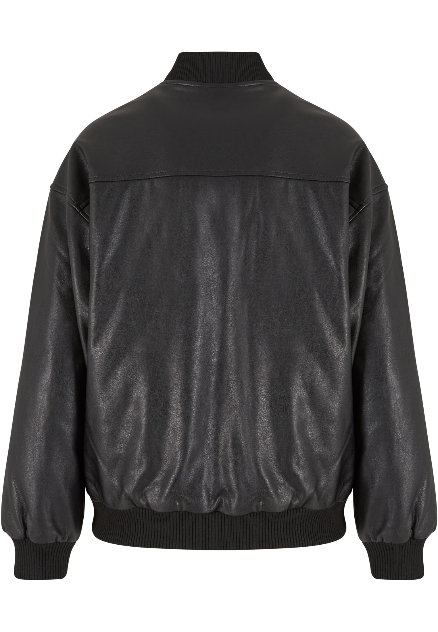 Ladies Synthetic Leather Bomber Jacket | black