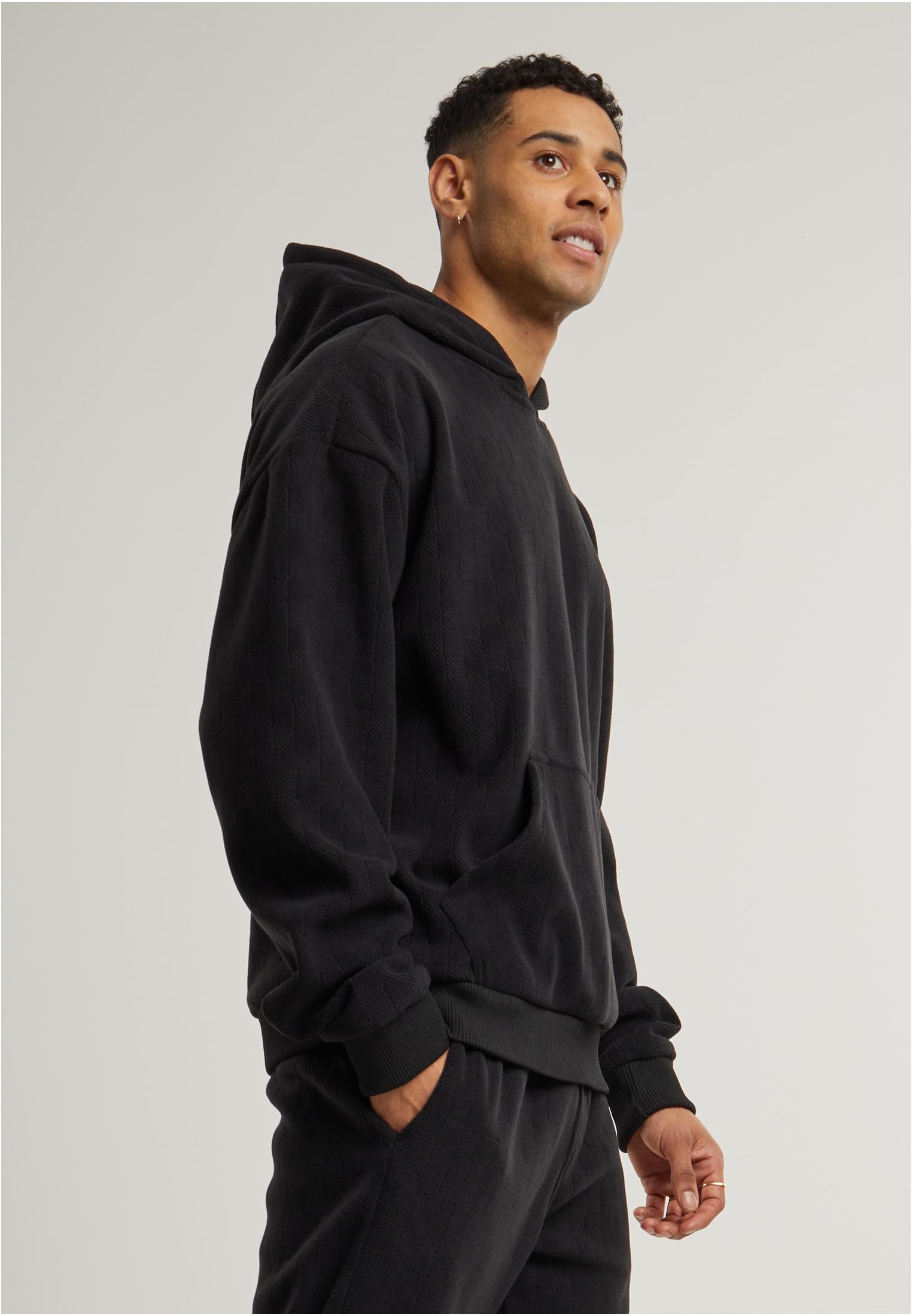 Jacquard Velvet Oversized Hoody | black