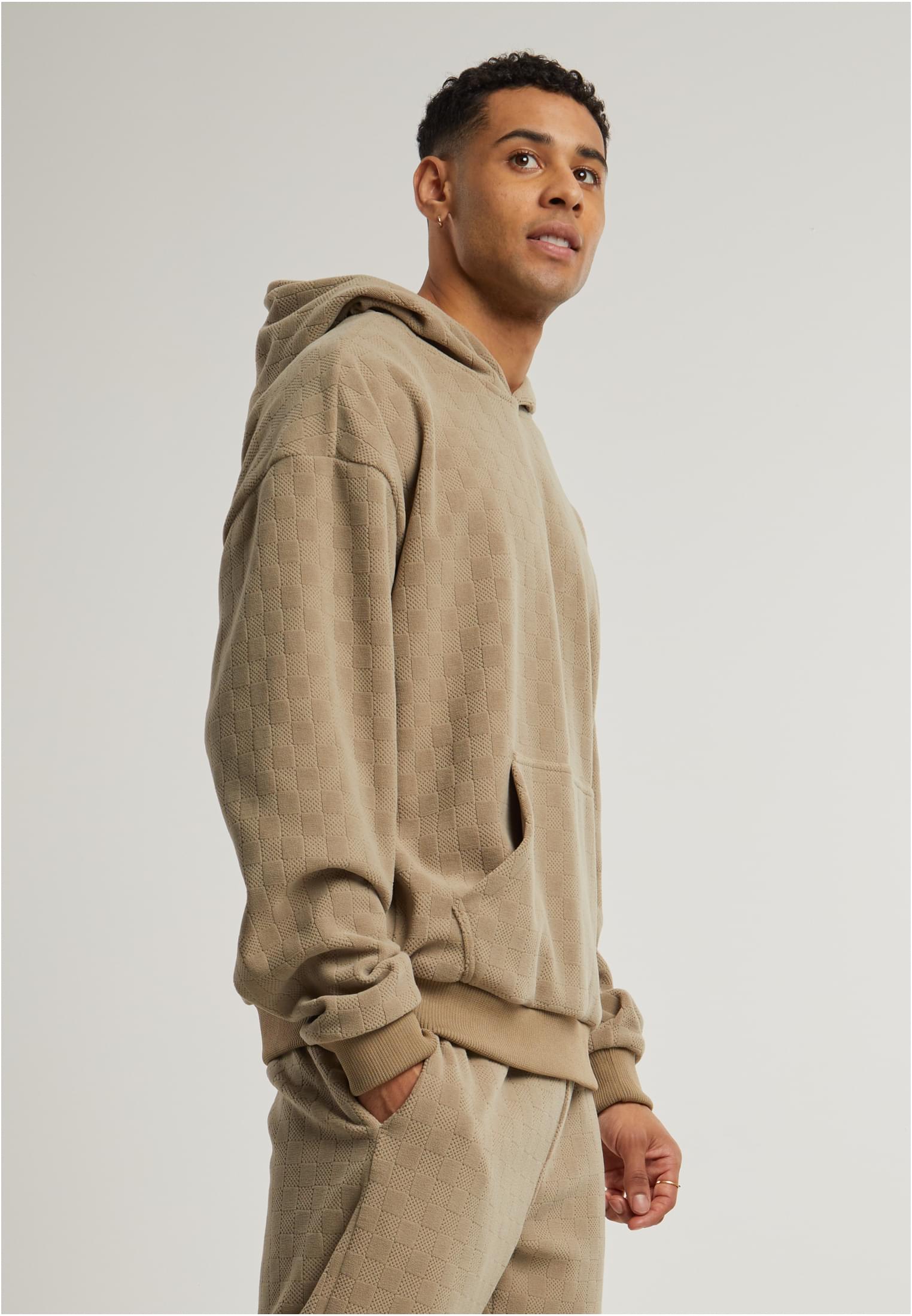 Jacquard Velvet Oversized Hoody | unionbeige