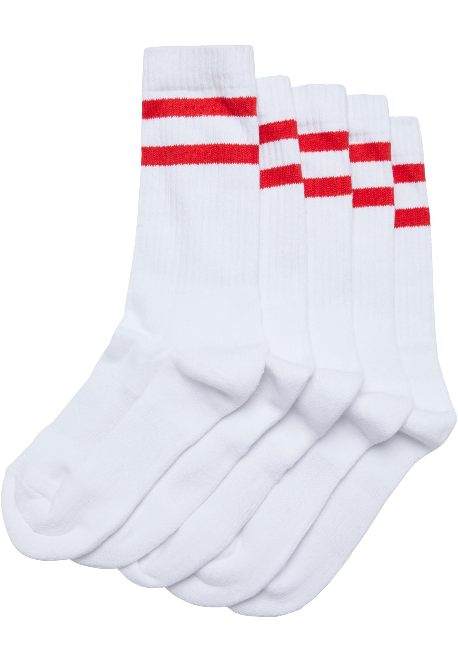 Double Stripe Socks 5-Pack | white/cityred