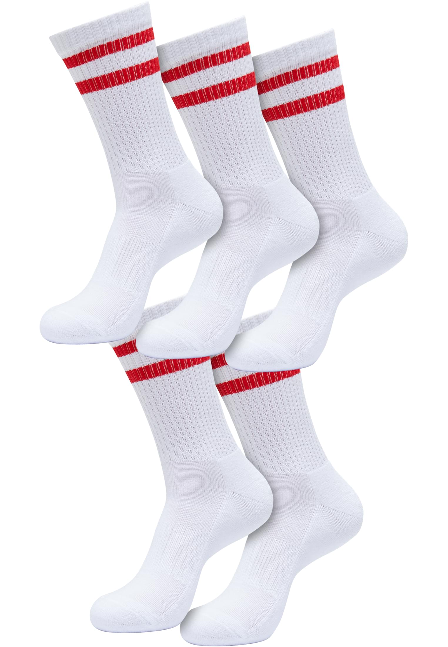 Double Stripe Socks 5-Pack | white/cityred