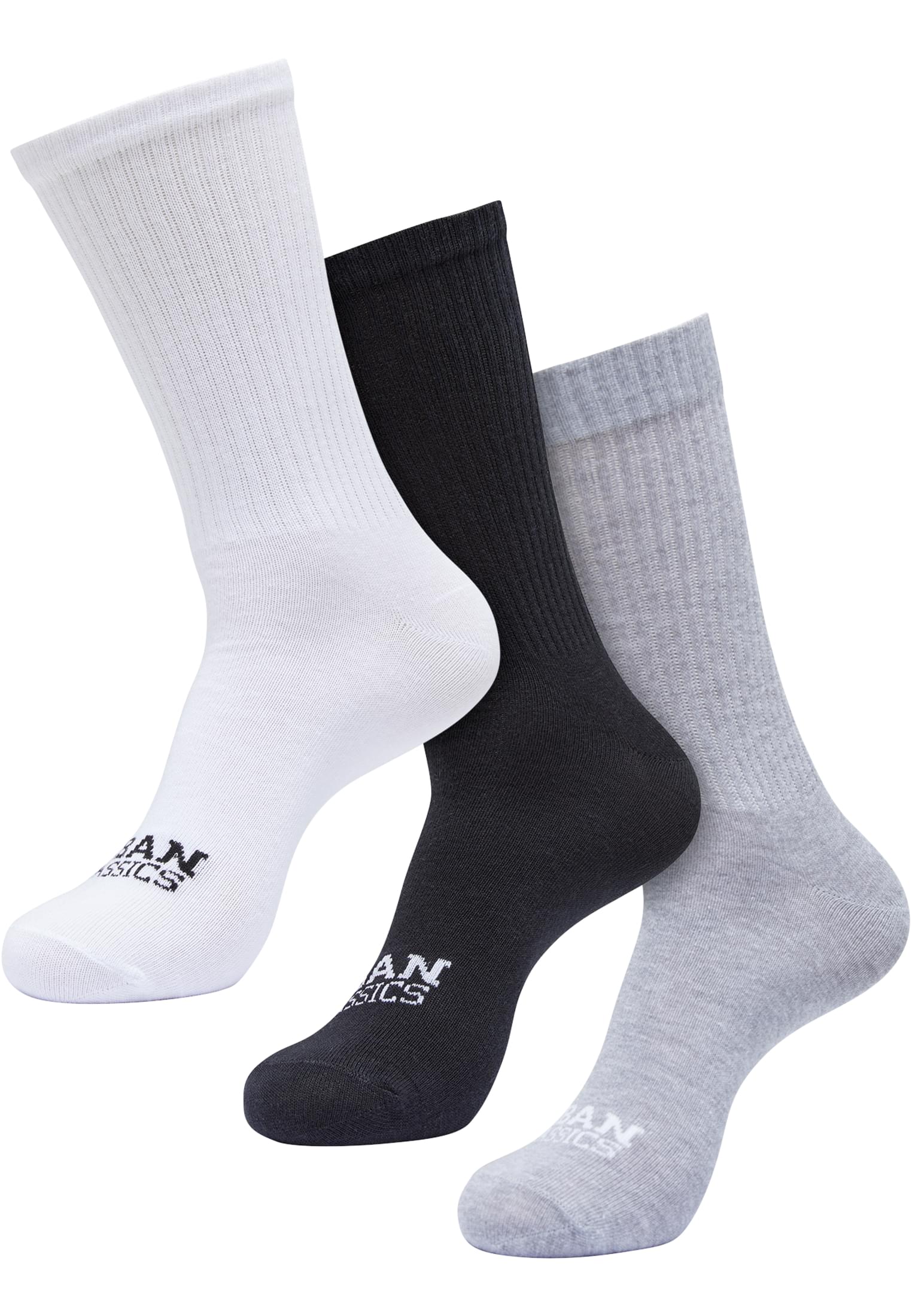 Simple Flat Knit Socks 3-Pack | white+black+heathergrey