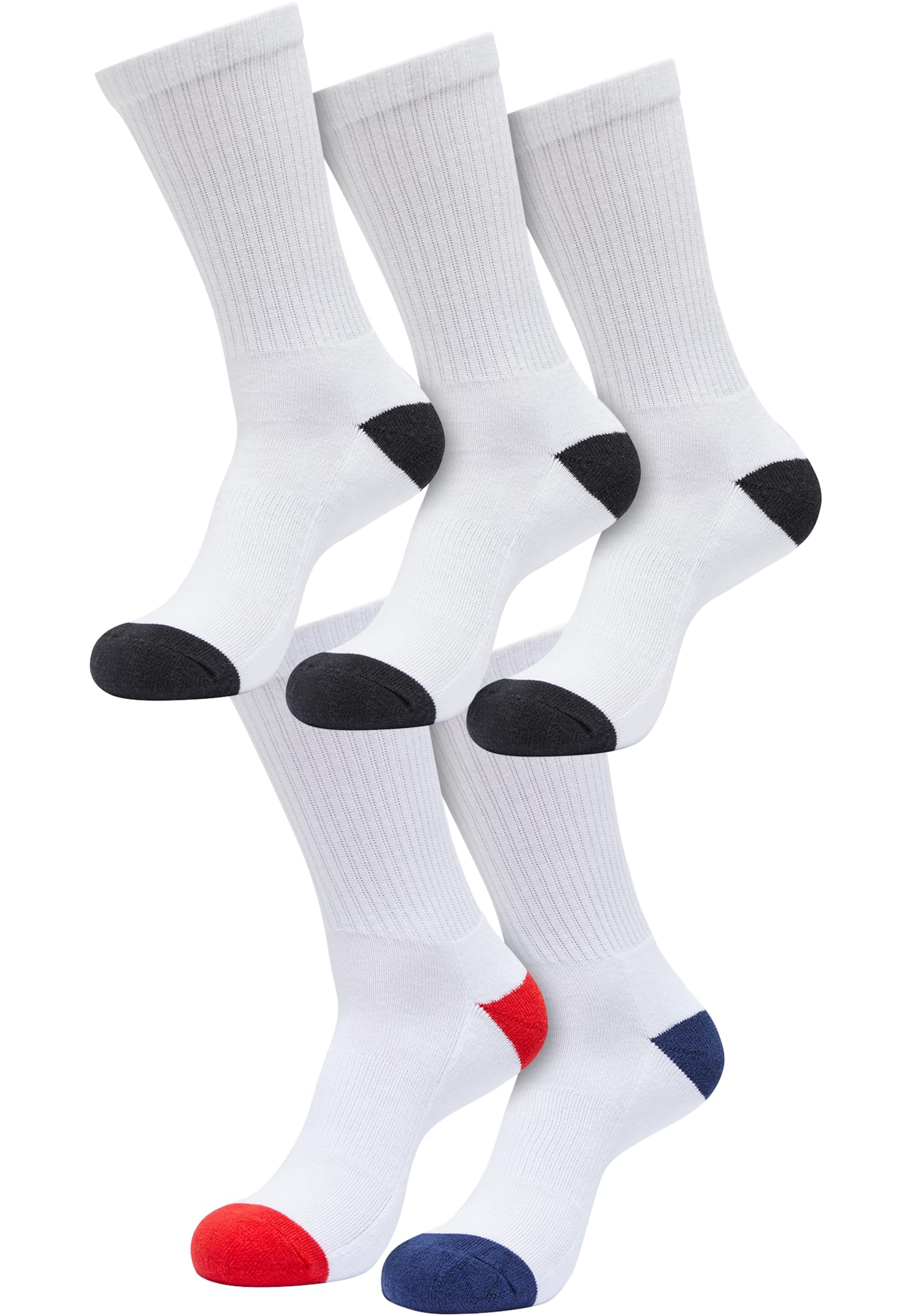 Colored Sport Socks 5-Pack | white/black+white/black+white/black+white/cityred+white/midnightnavy