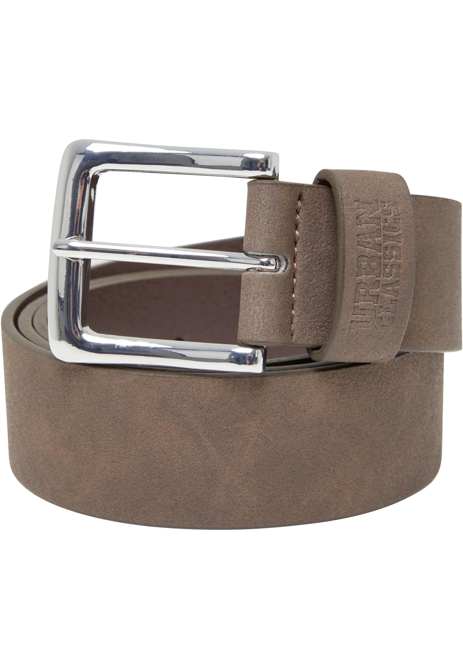 Suede Leather Imitation Belt | brown/silver