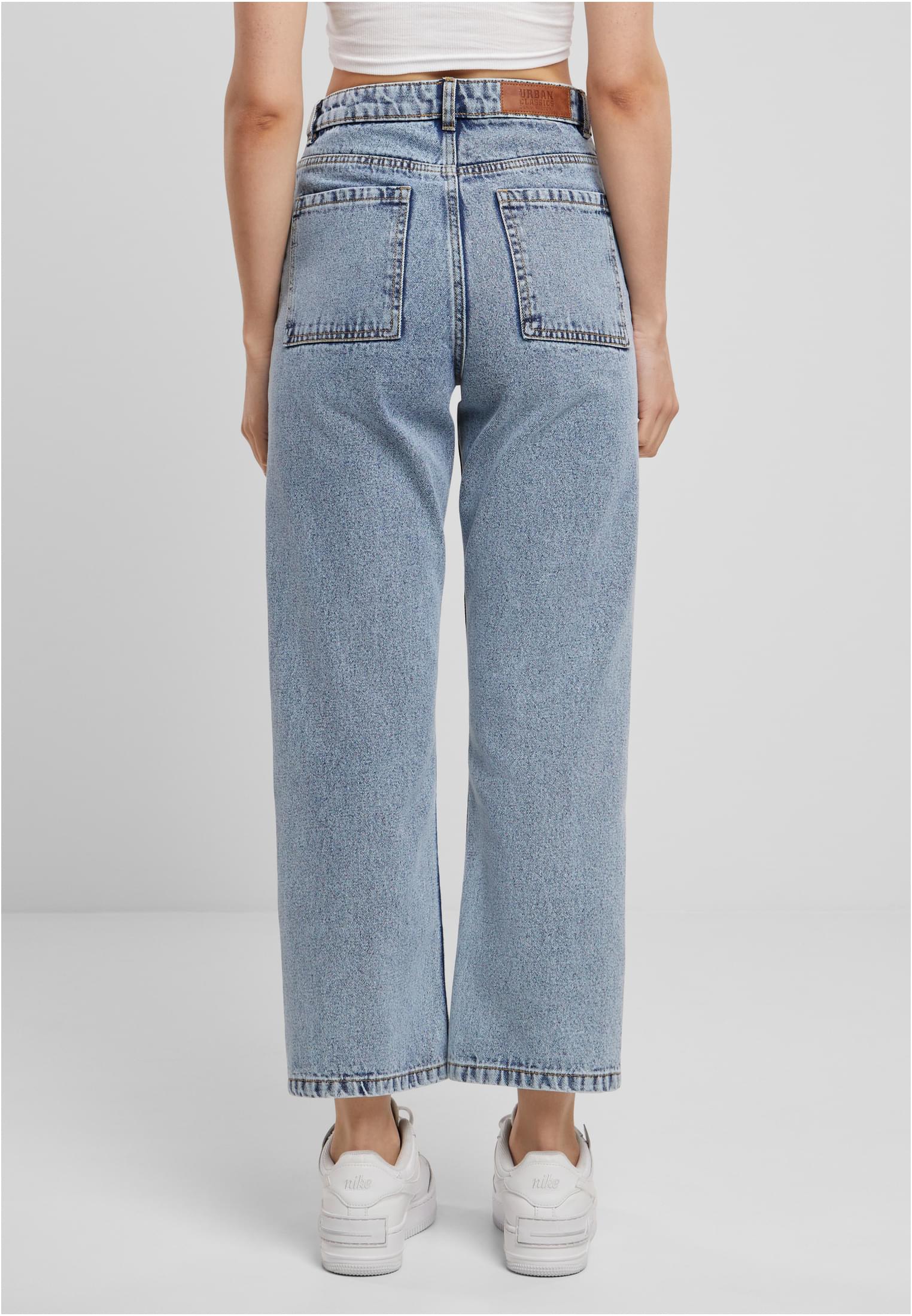 Ladies Cropped Straight Leg Denim Pants | tinted lightblue washed