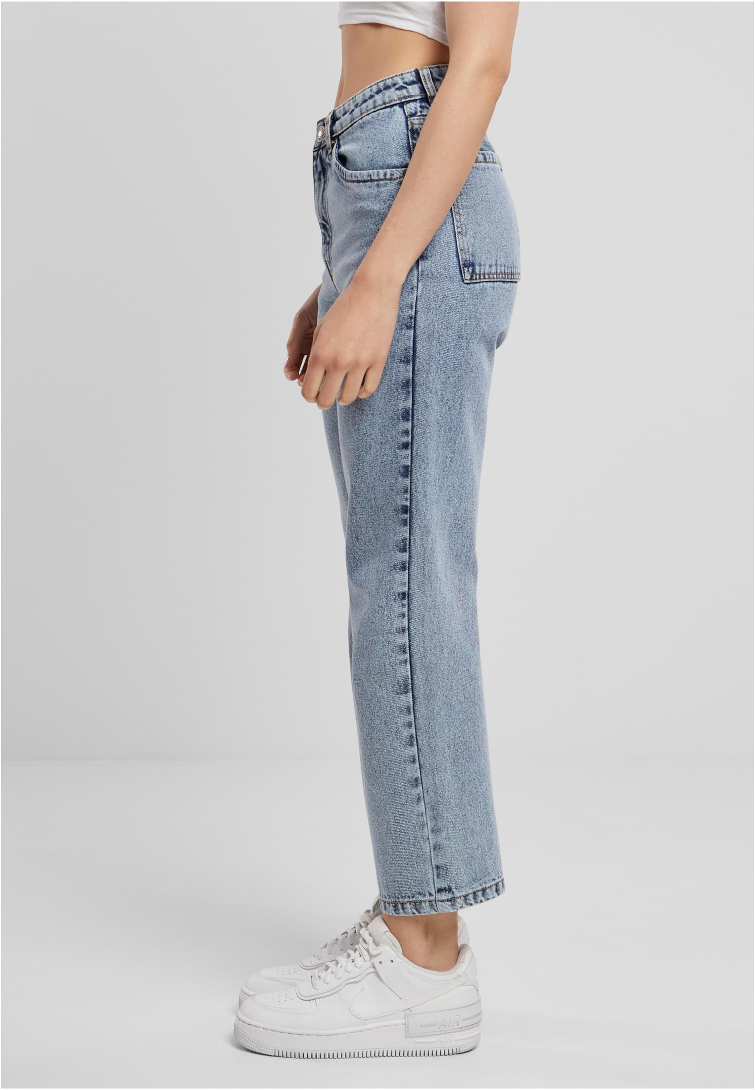 Ladies Cropped Straight Leg Denim Pants | tinted lightblue washed