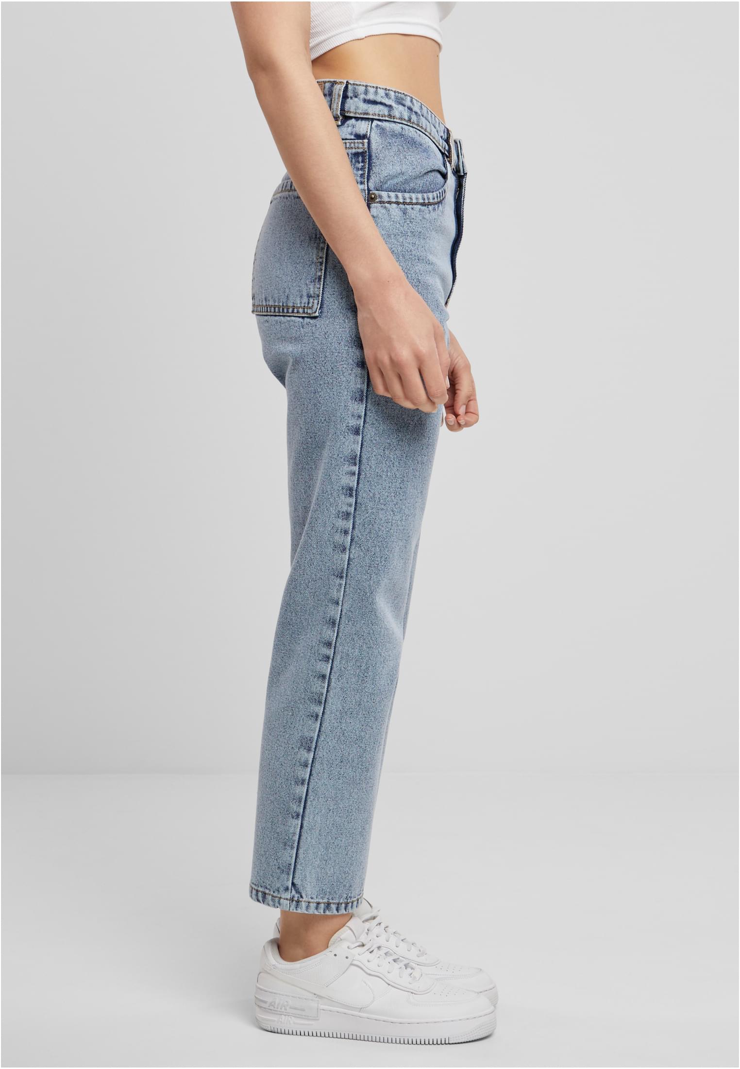 Ladies Cropped Straight Leg Denim Pants | tinted lightblue washed