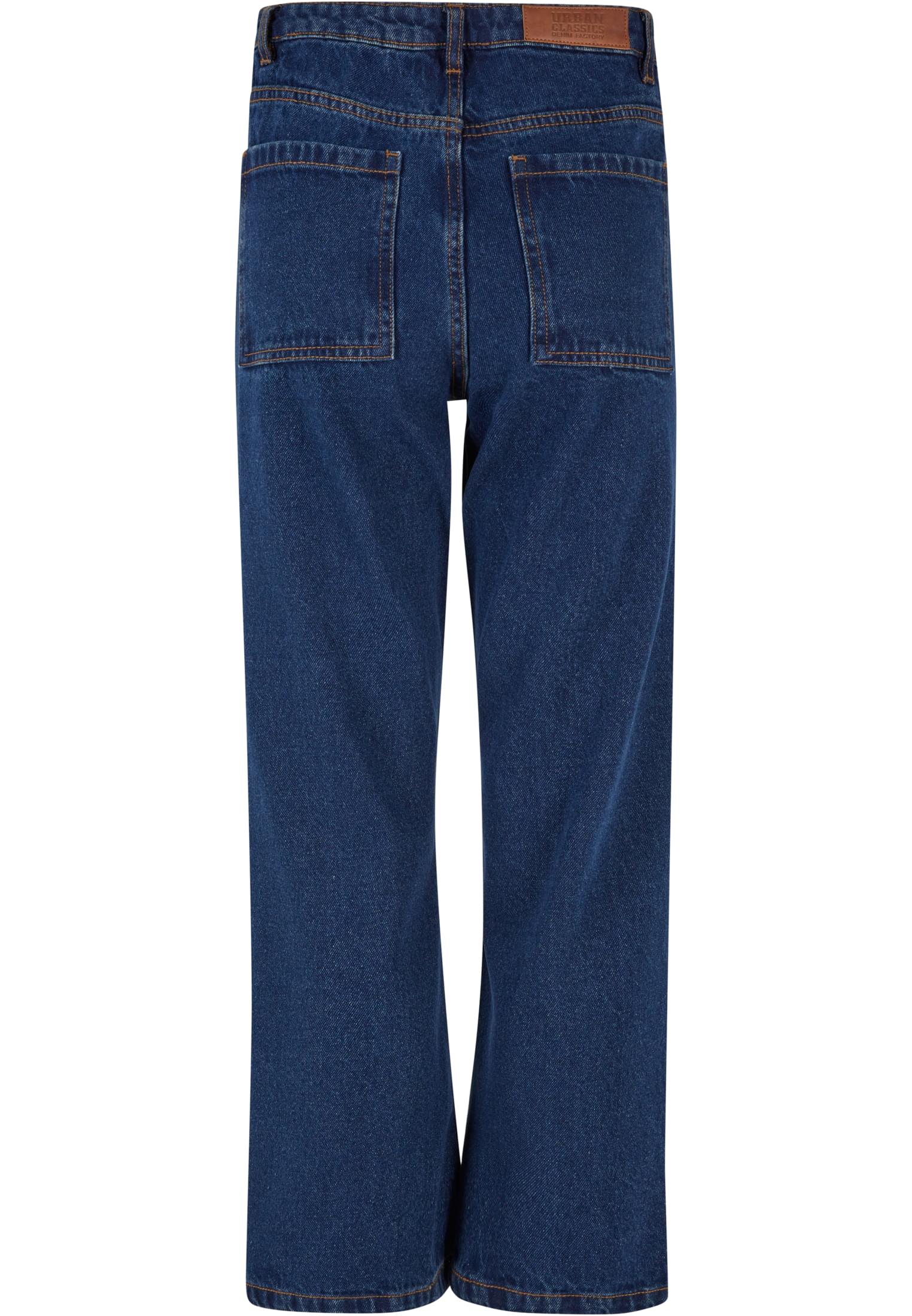 Ladies Cropped Straight Leg Denim Pants | mid indigo washed