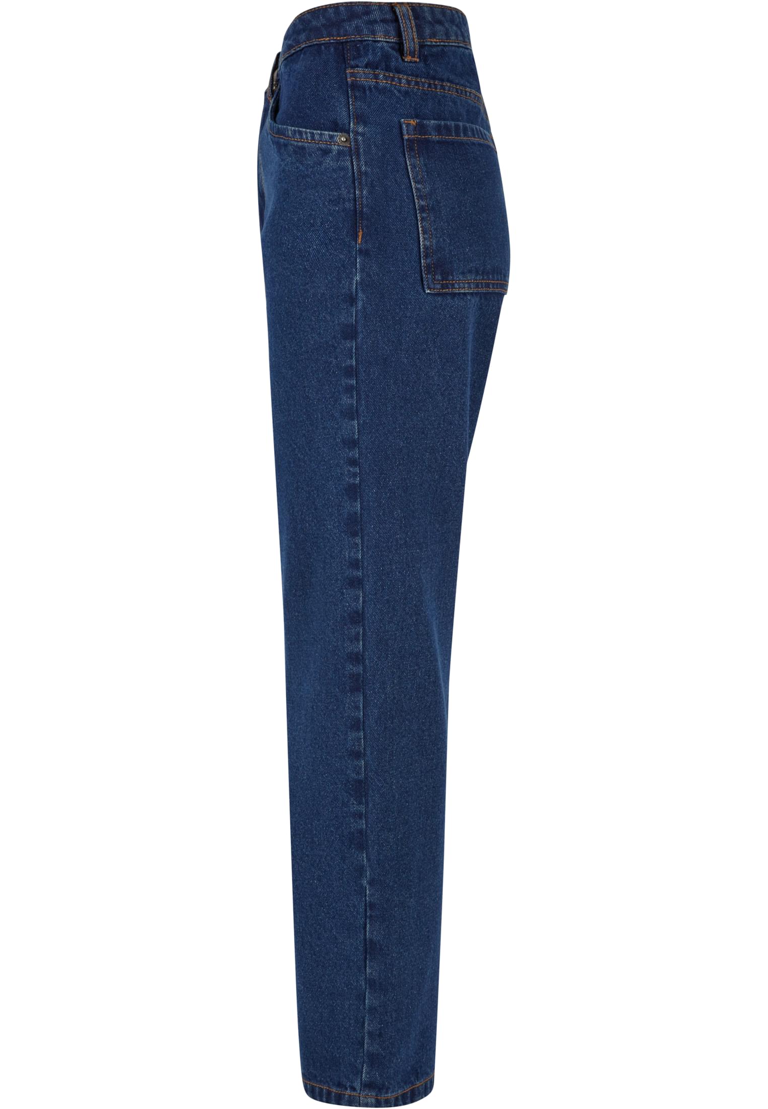 Ladies Cropped Straight Leg Denim Pants | mid indigo washed