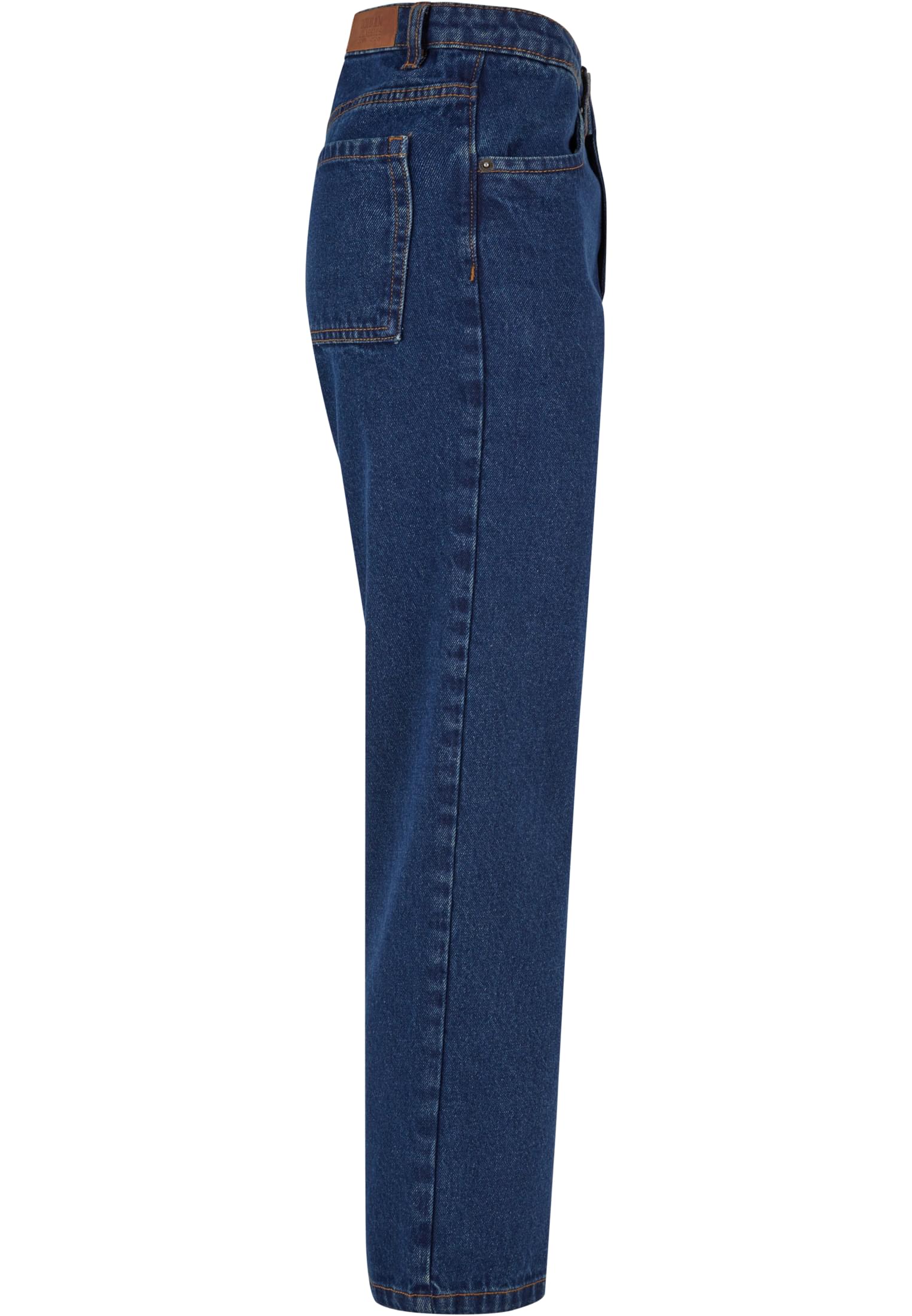 Ladies Cropped Straight Leg Denim Pants | mid indigo washed