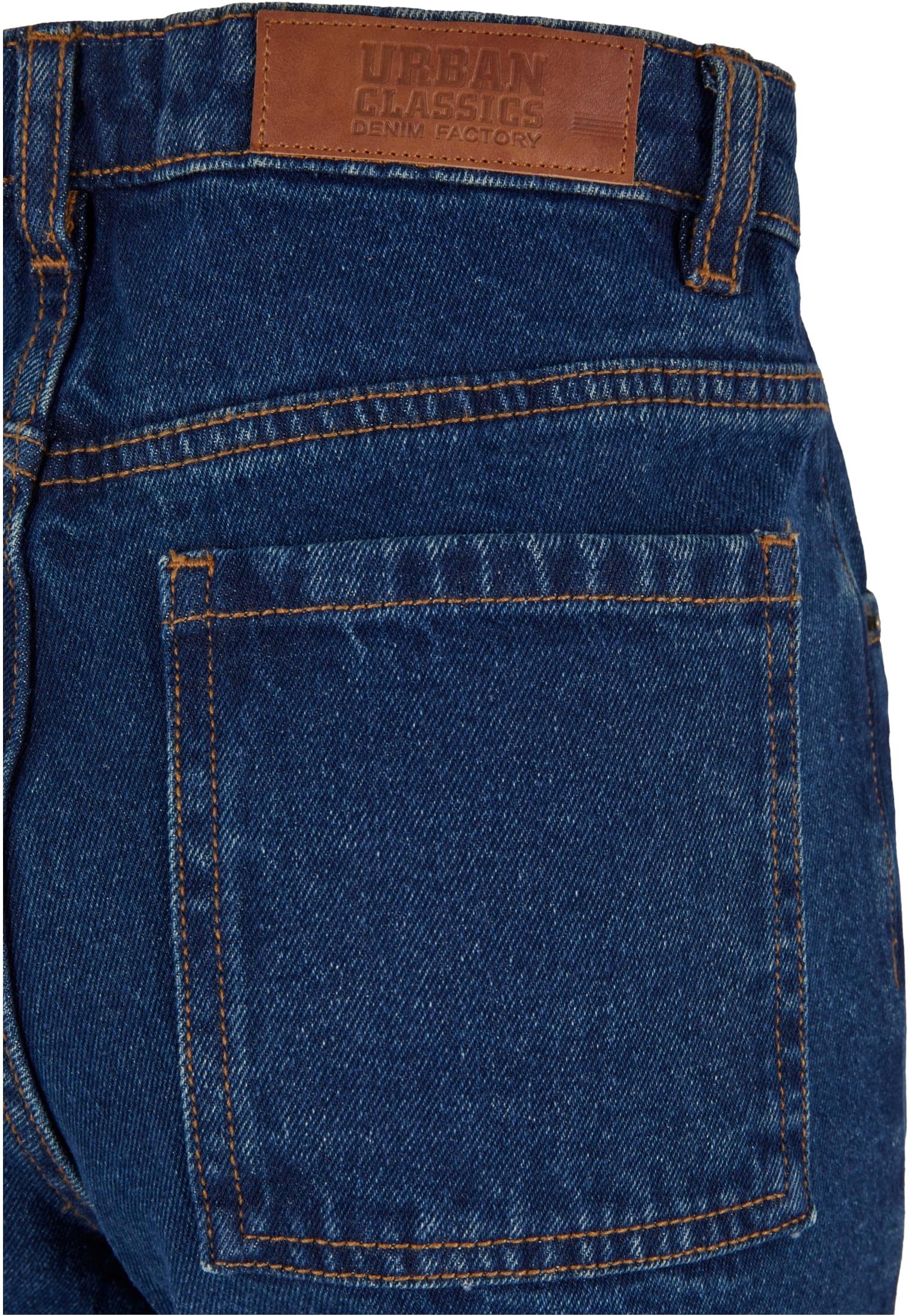 Ladies Cropped Straight Leg Denim Pants | mid indigo washed