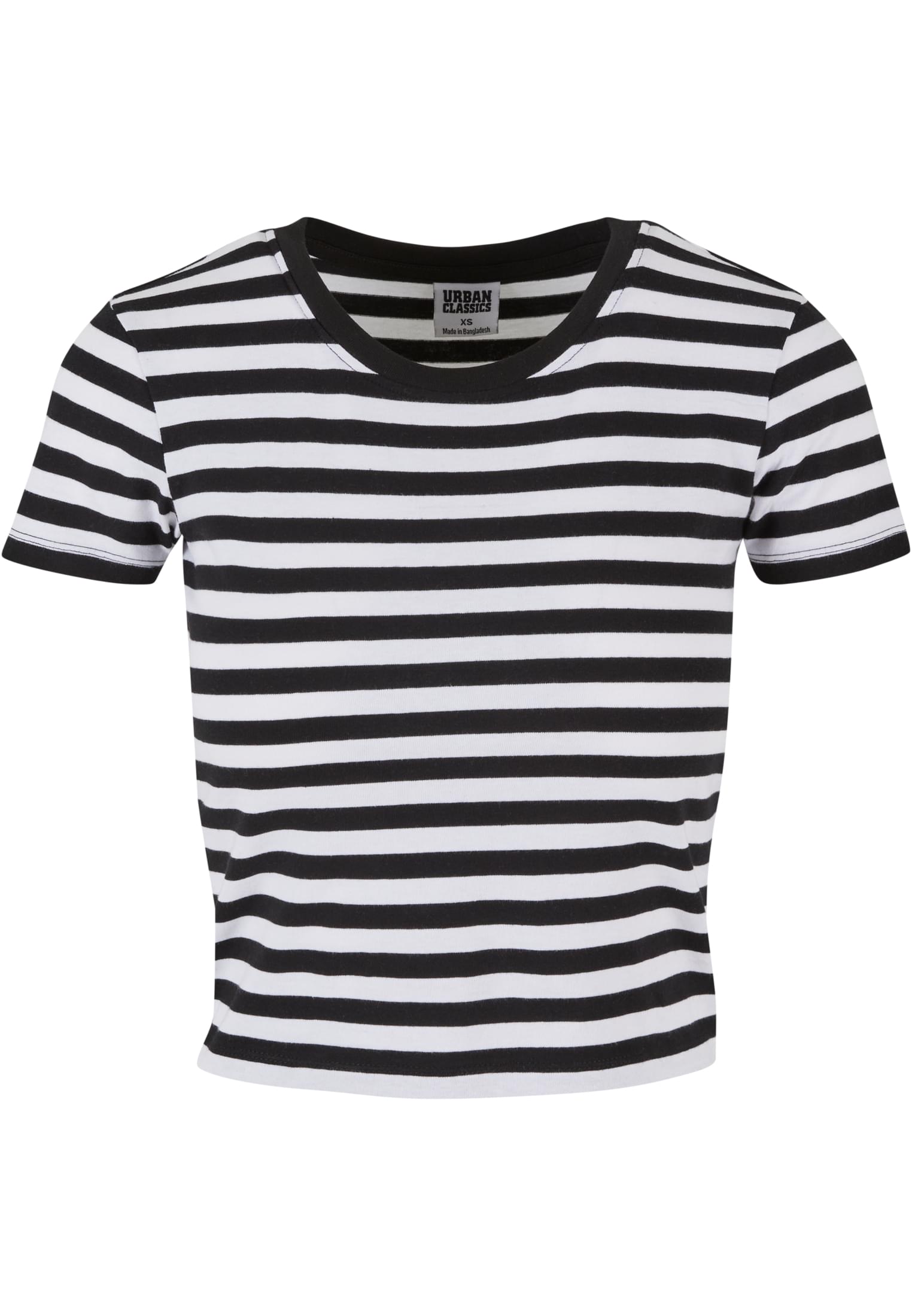 Ladies Short Striped Tee | white/black