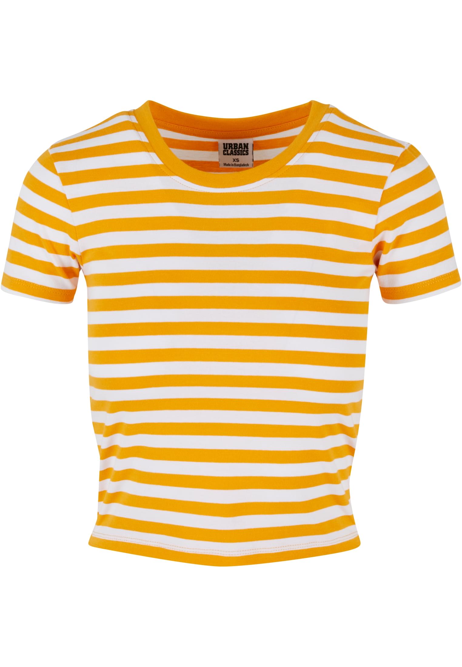 Ladies Short Striped Tee | white/magicmango