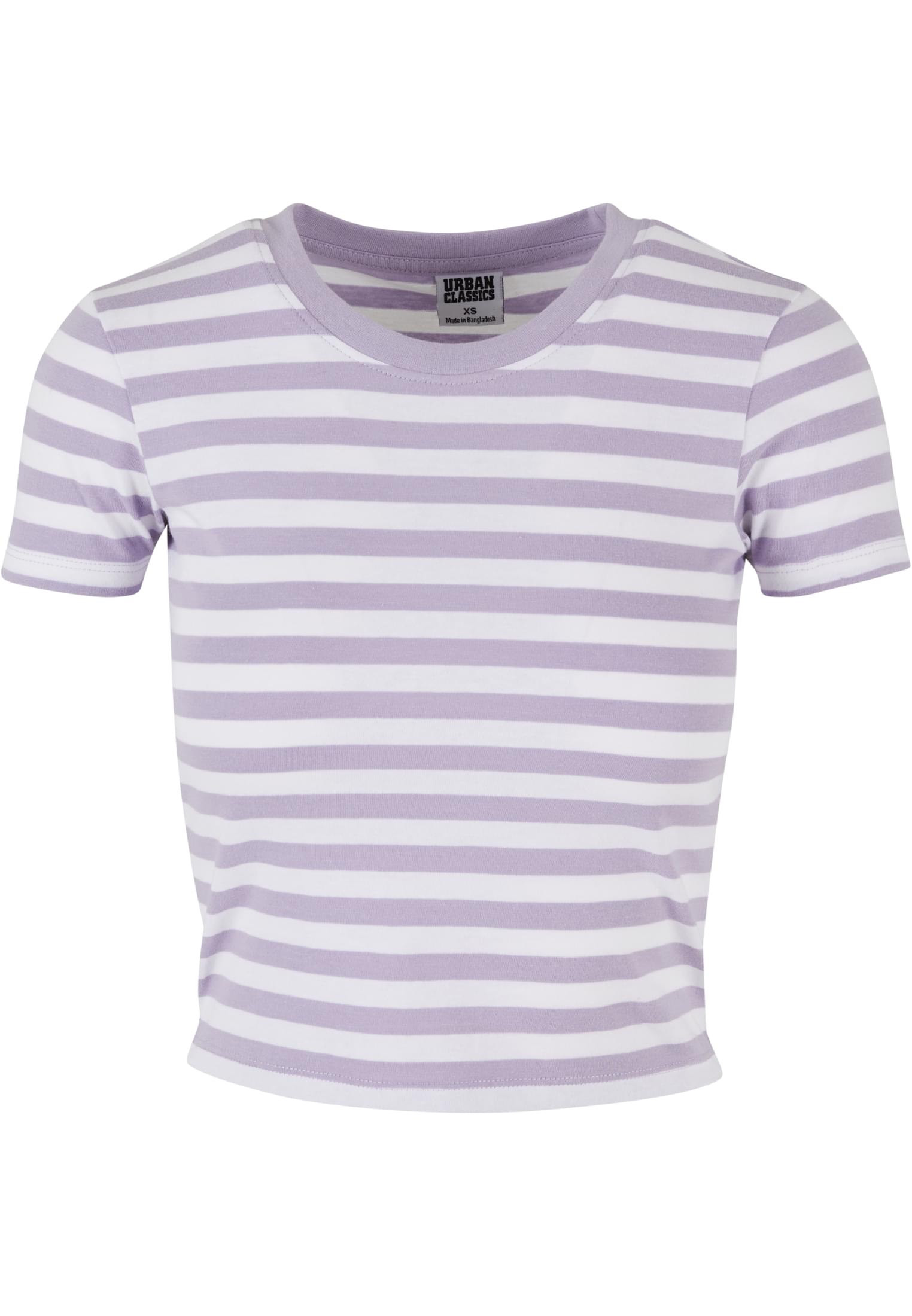 Ladies Short Striped Tee | white/dustylilac