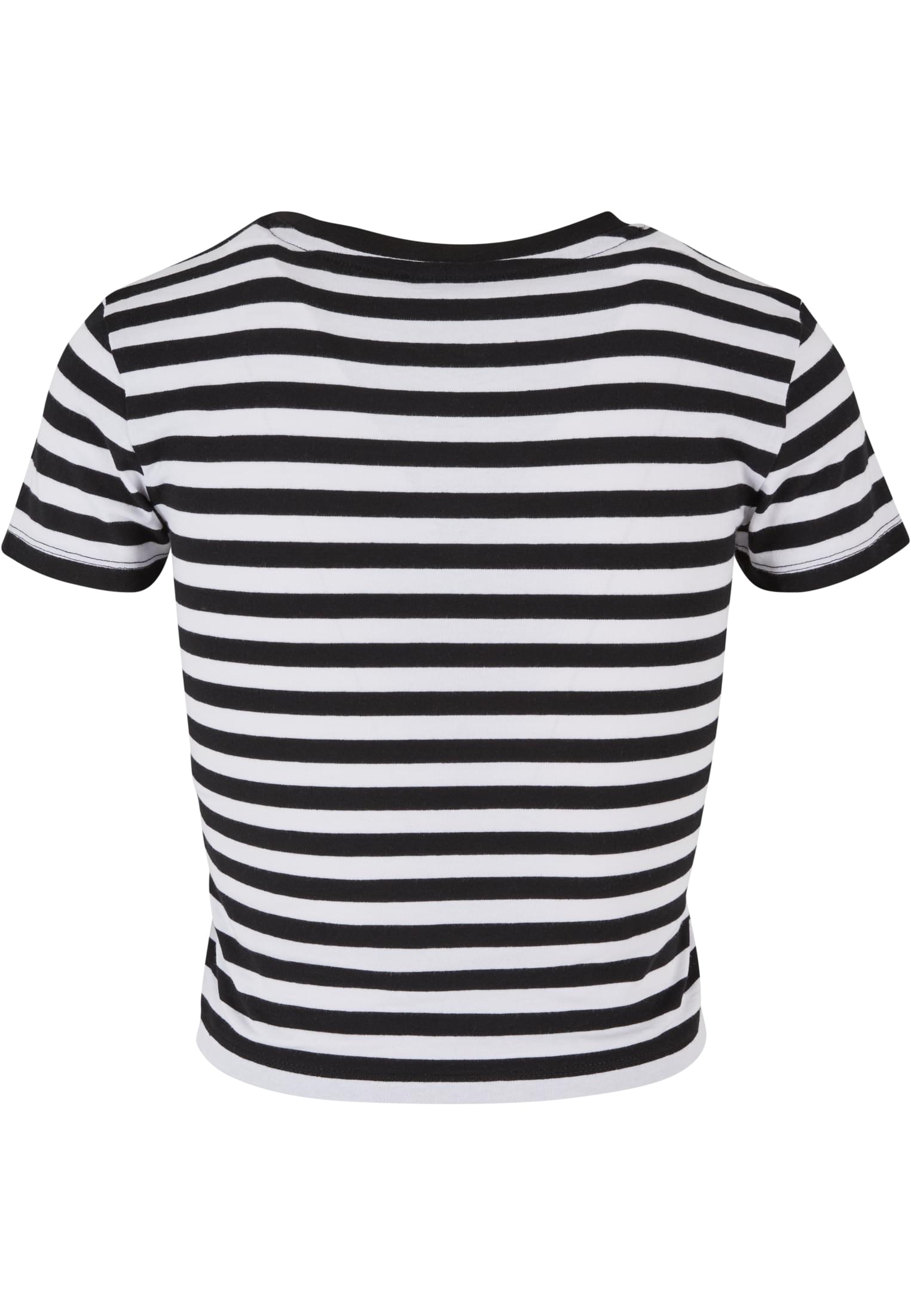 Ladies Short Striped Tee | white/black