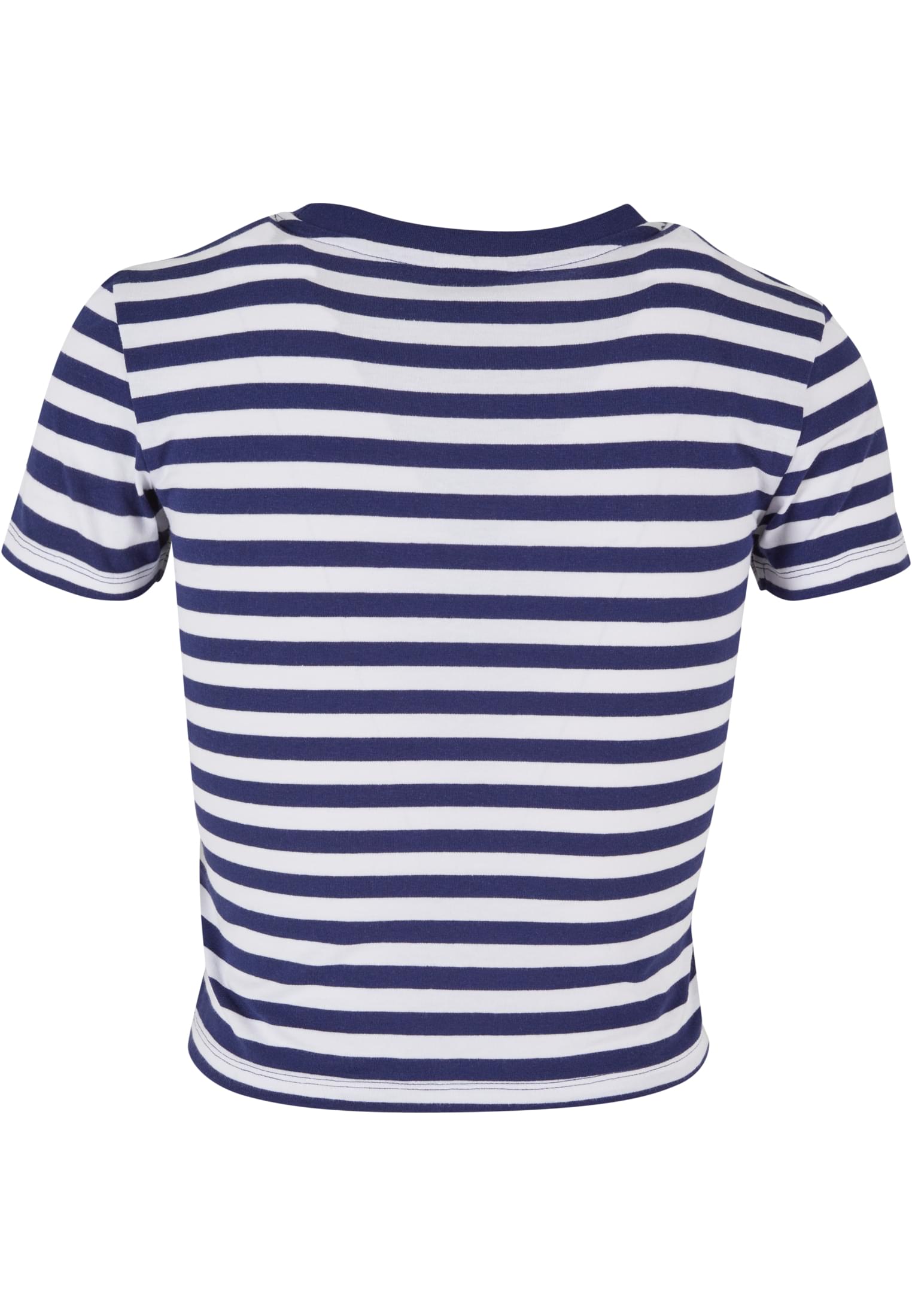 Ladies Short Striped Tee | white/darkblue