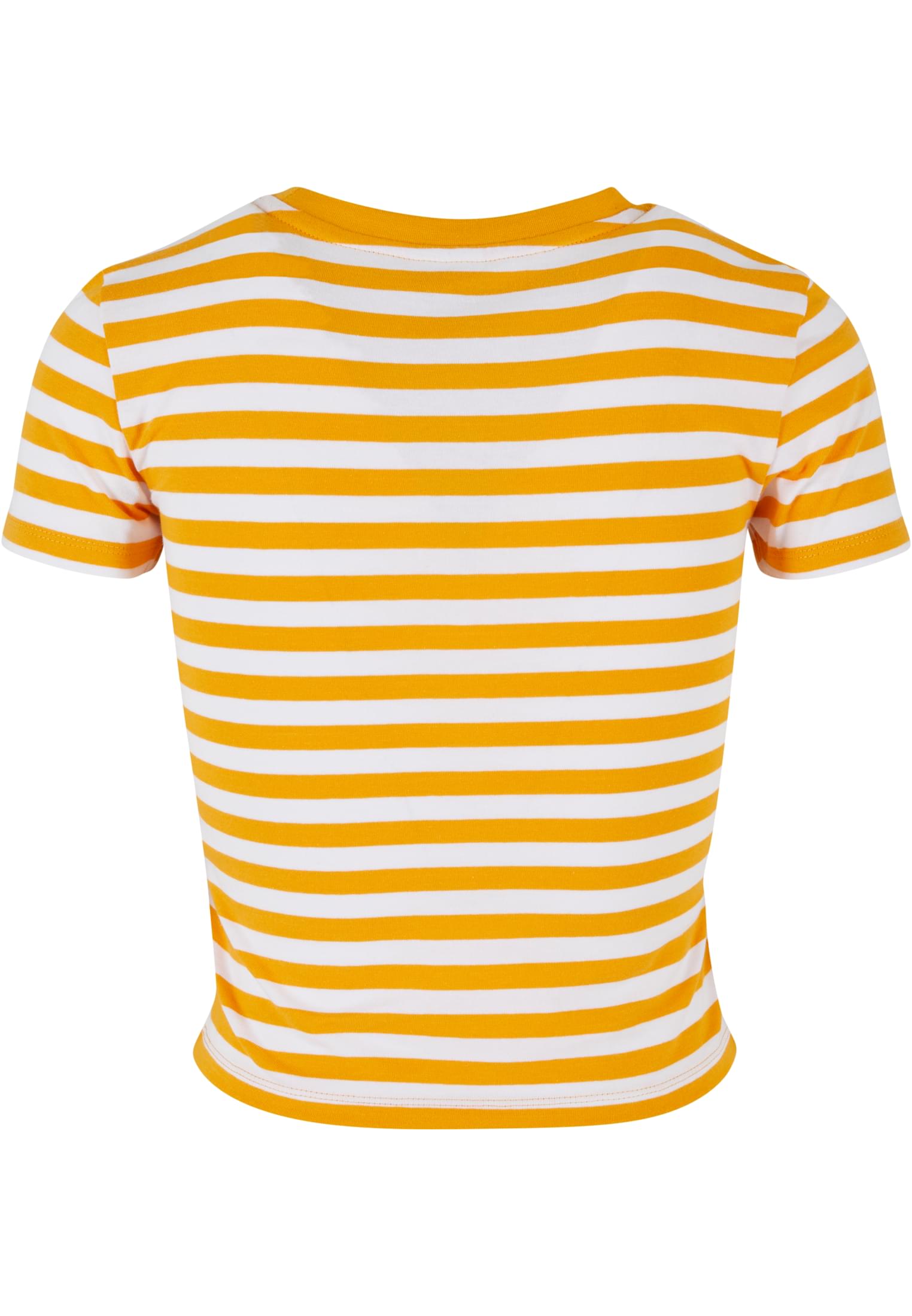 Ladies Short Striped Tee | white/magicmango