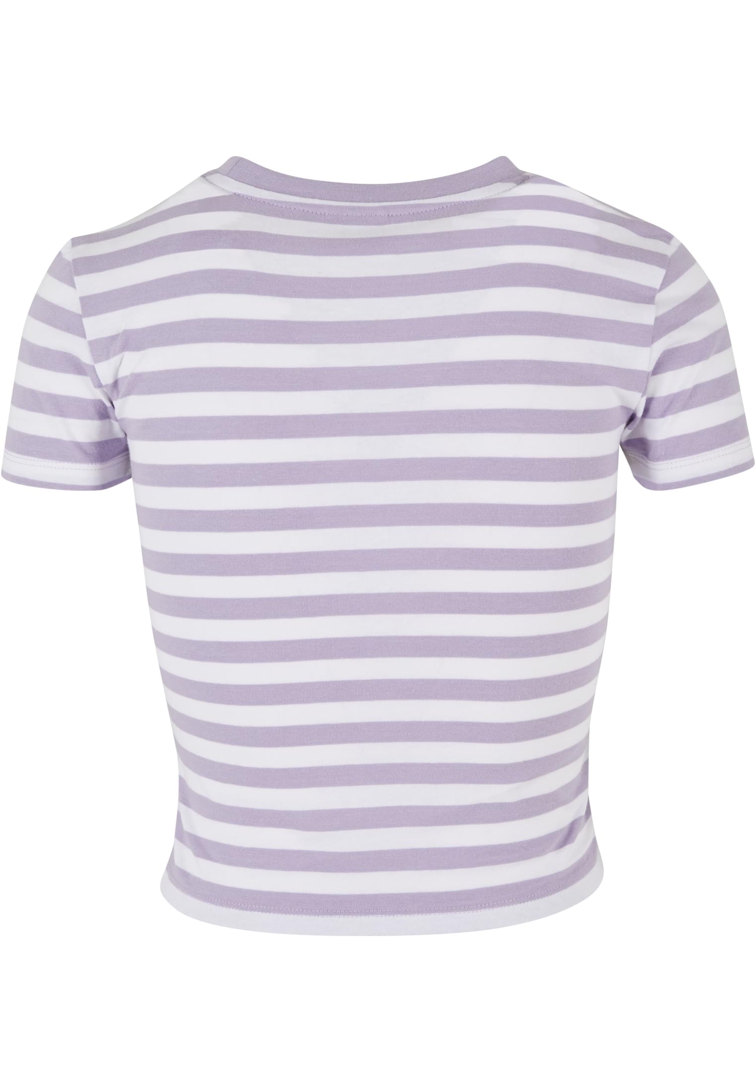 Ladies Short Striped Tee | white/dustylilac