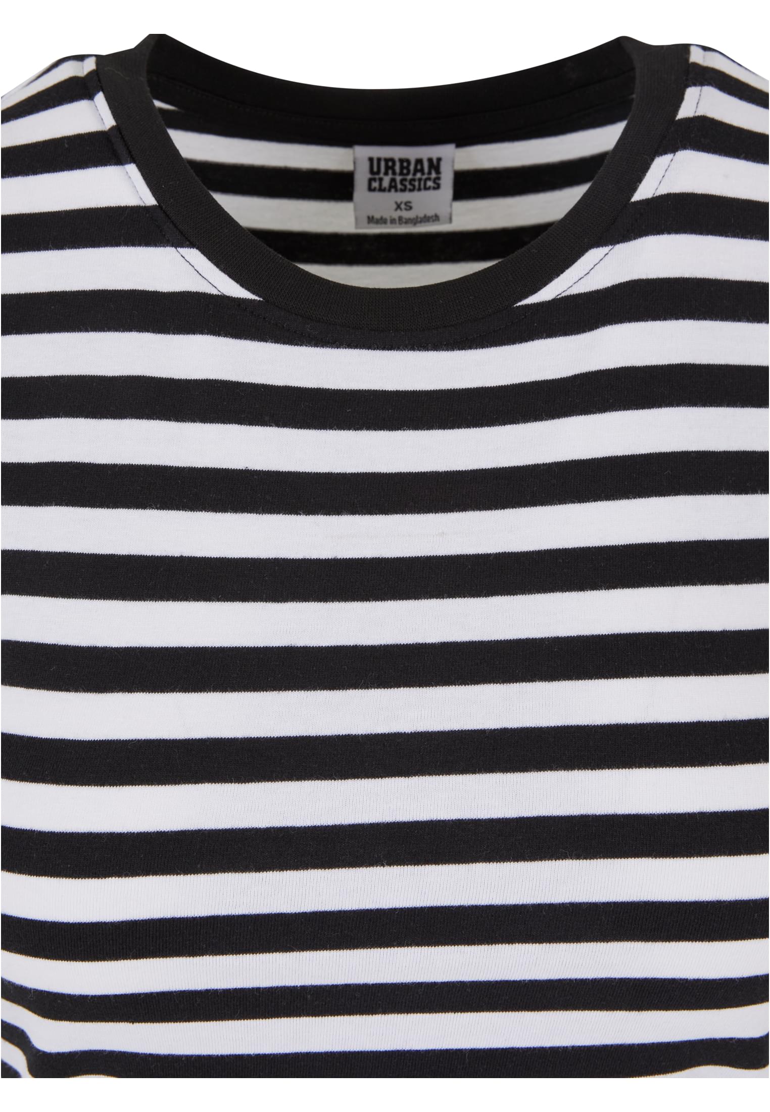 Ladies Short Striped Tee | white/black