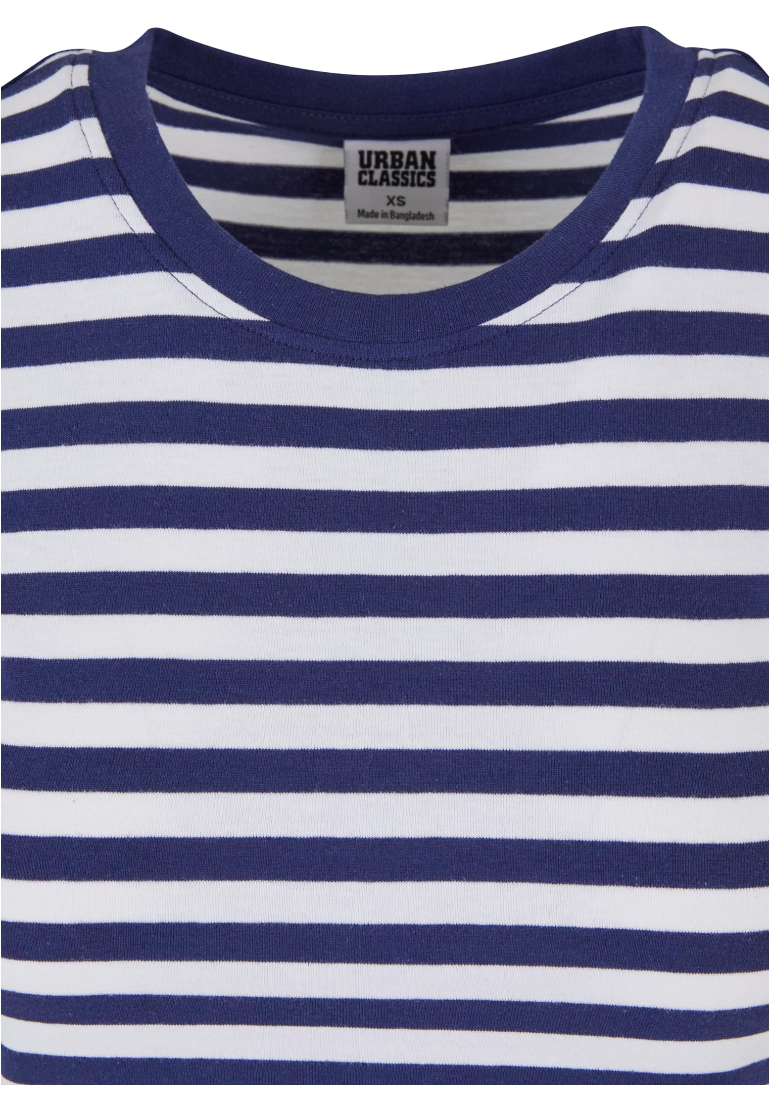 Ladies Short Striped Tee | white/darkblue