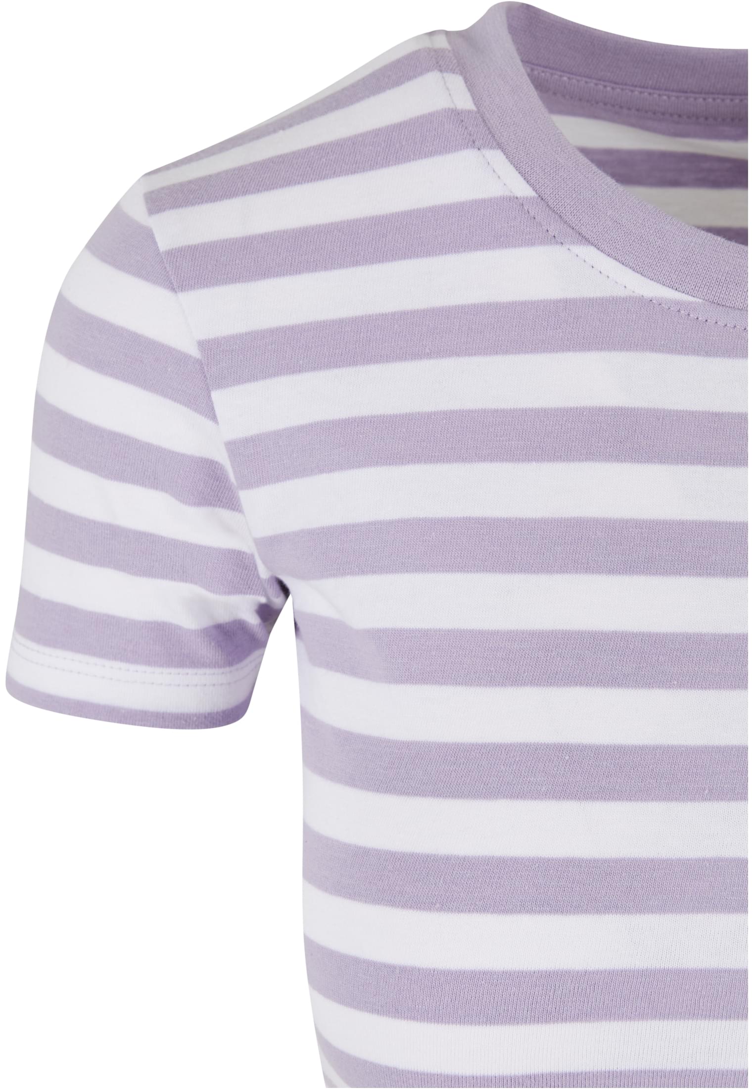 Ladies Short Striped Tee | white/dustylilac