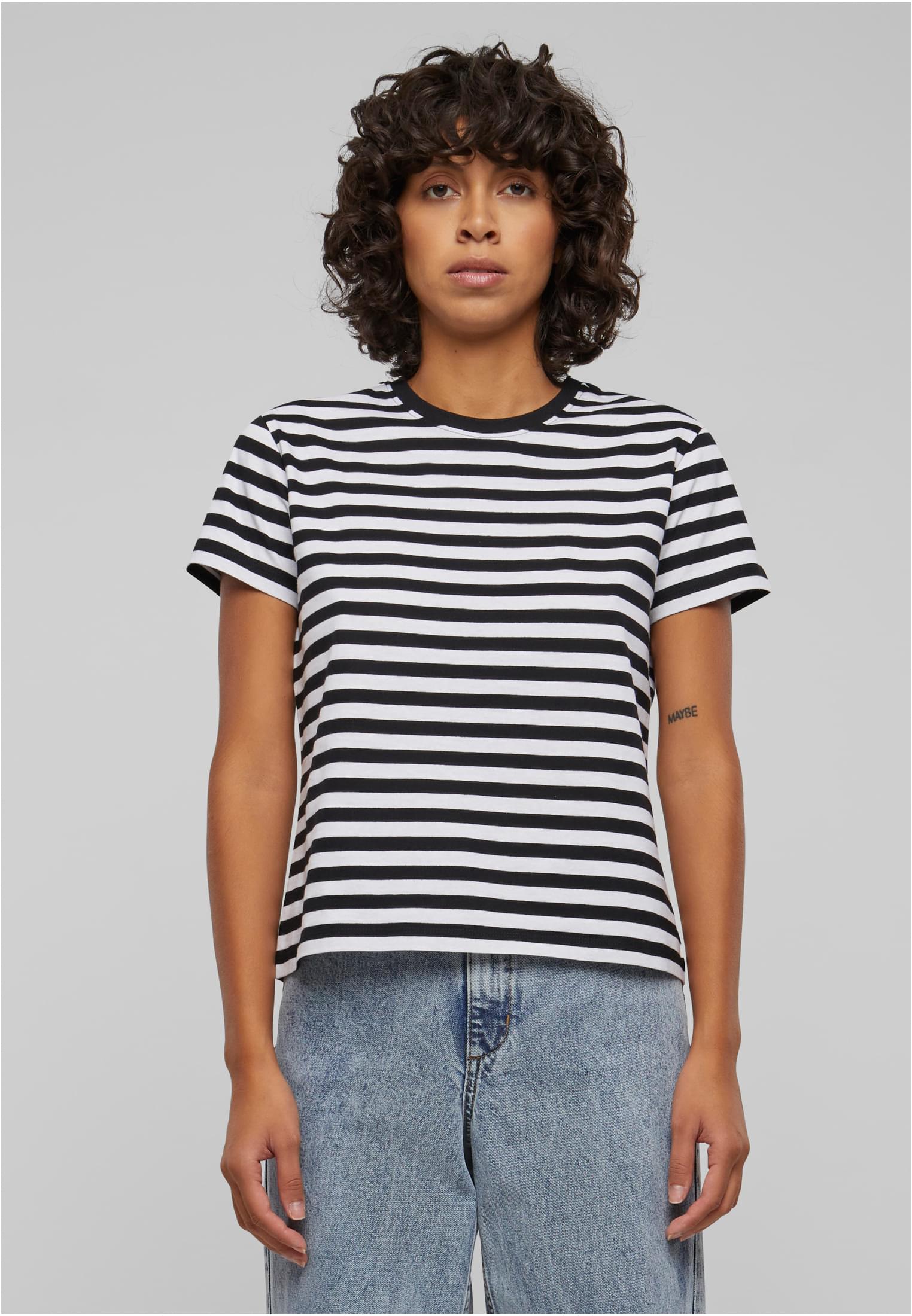 Ladies Regular Striped Tee | white/black