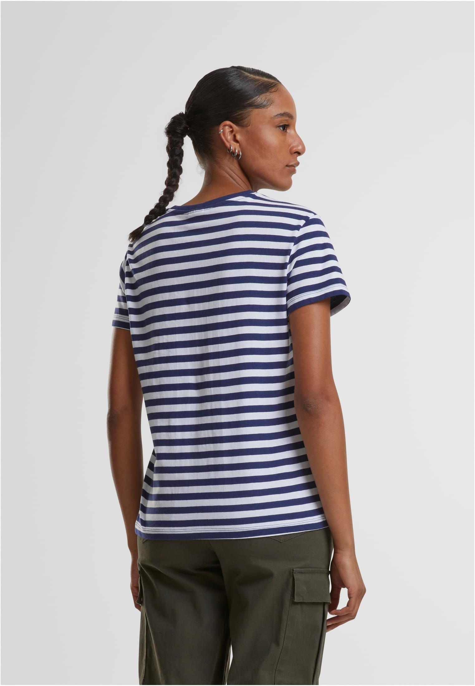 Ladies Regular Striped Tee | white/darkblue