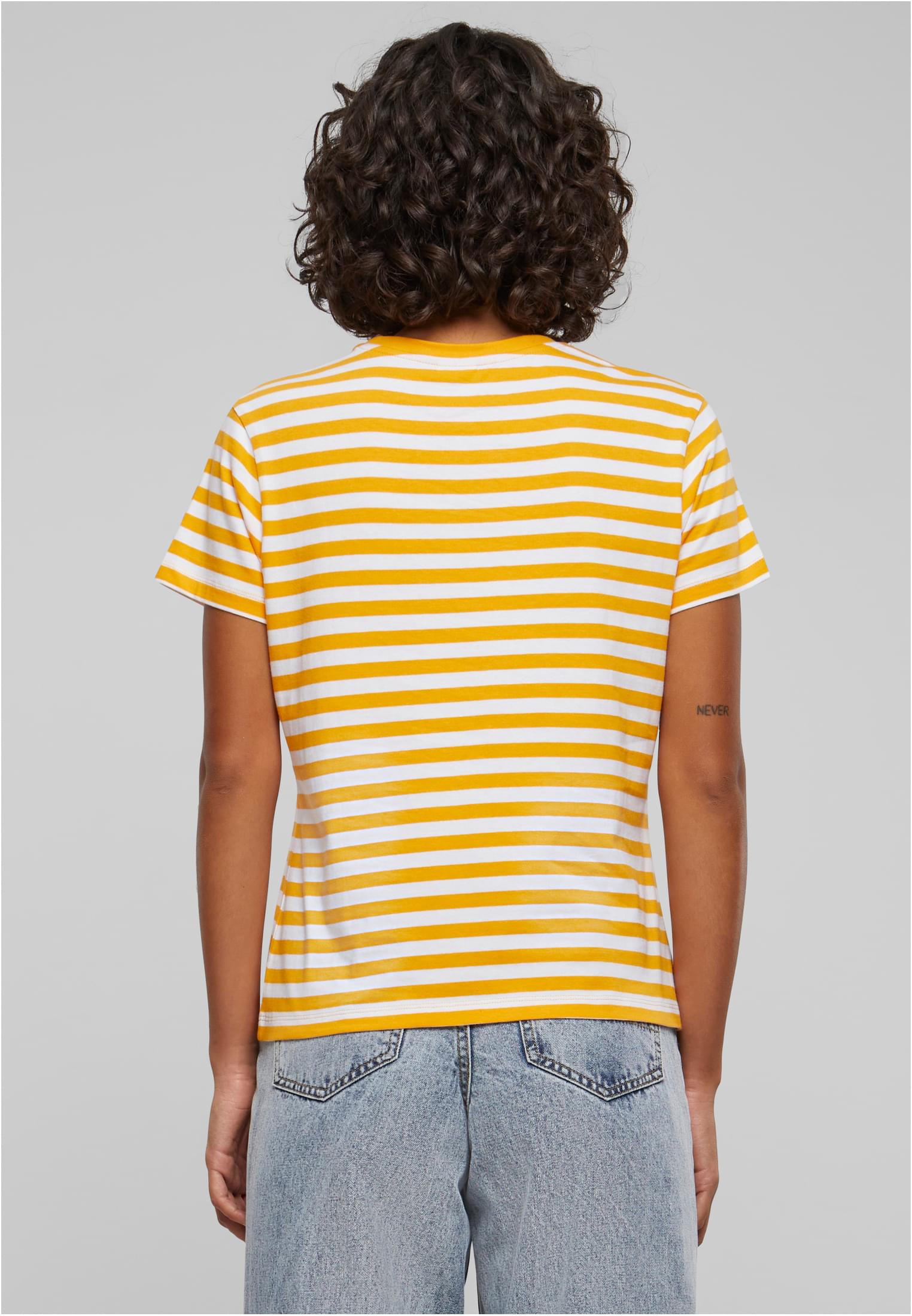 Ladies Regular Striped Tee | white/magicmango