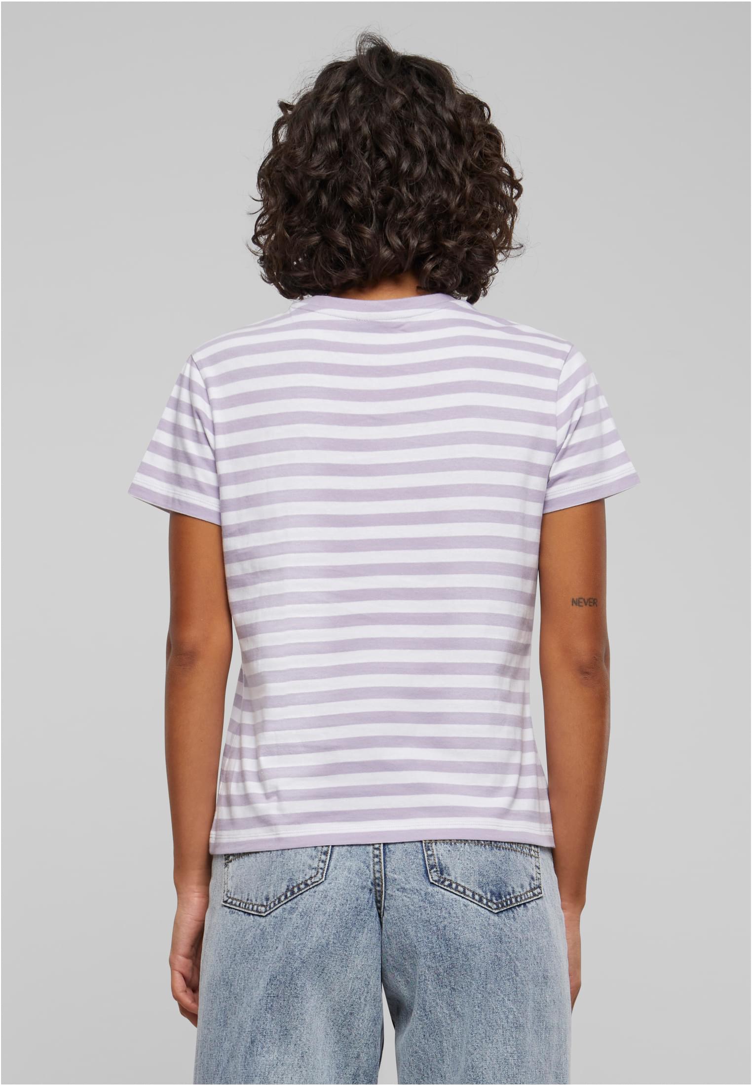 Ladies Regular Striped Tee | white/dustylilac