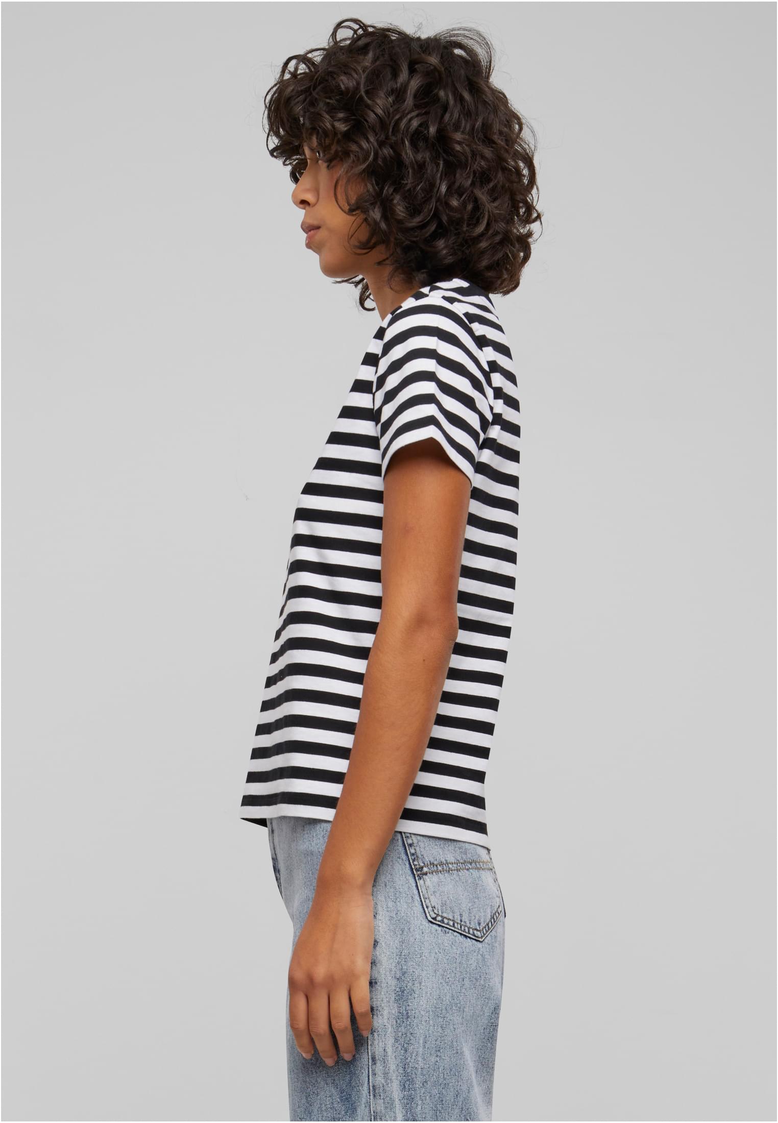 Ladies Regular Striped Tee | white/black