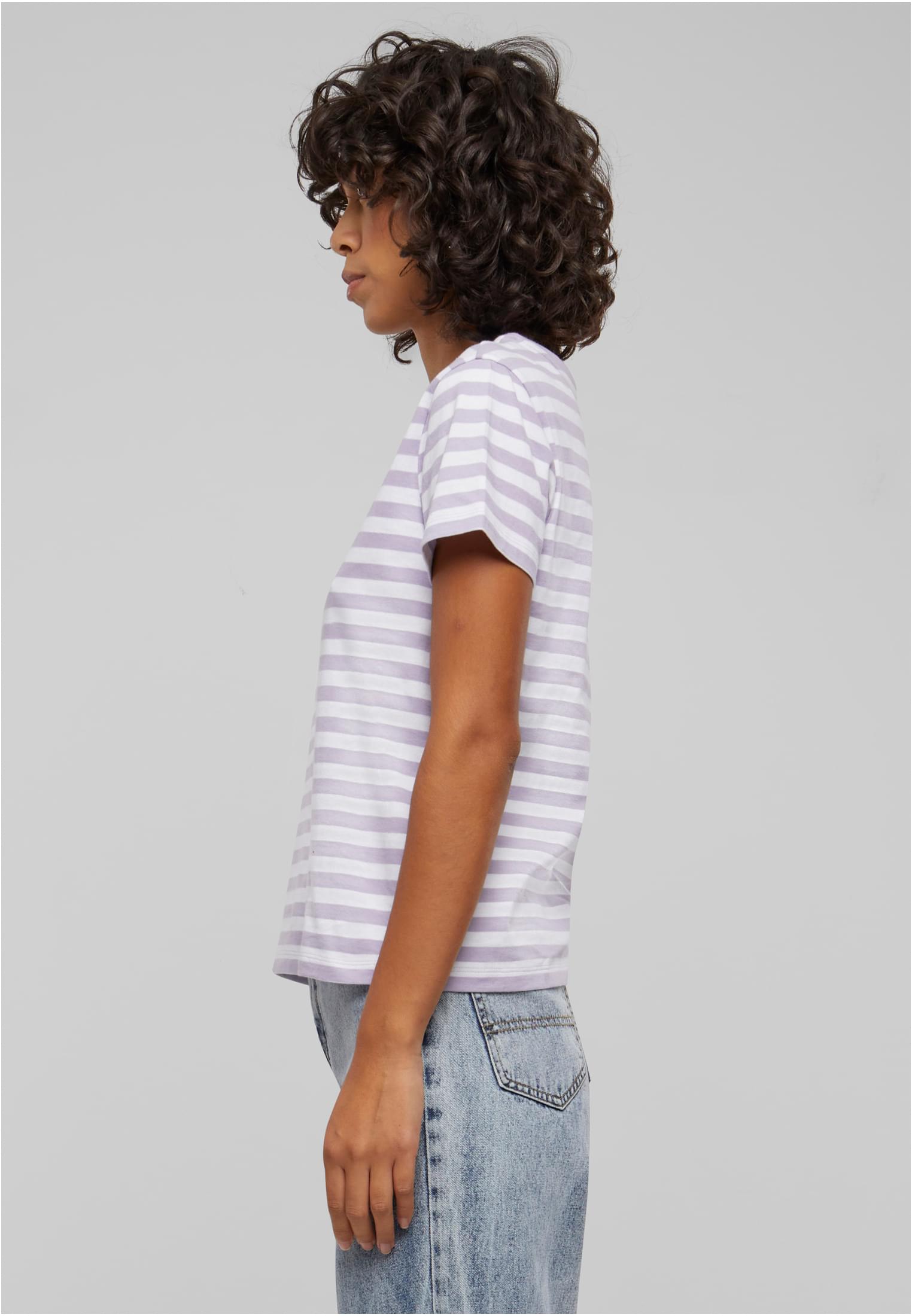 Ladies Regular Striped Tee | white/dustylilac