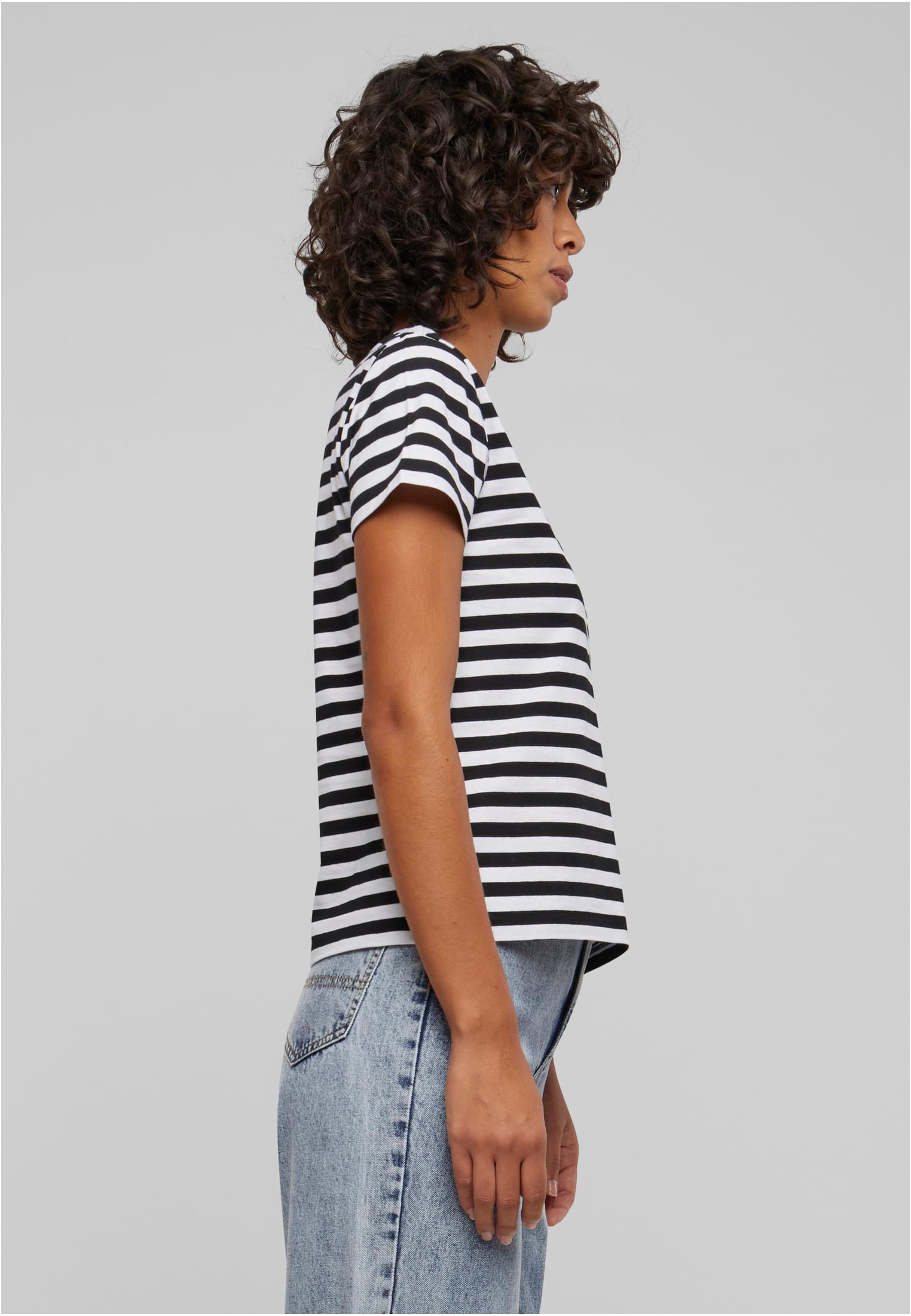 Ladies Regular Striped Tee | white/black