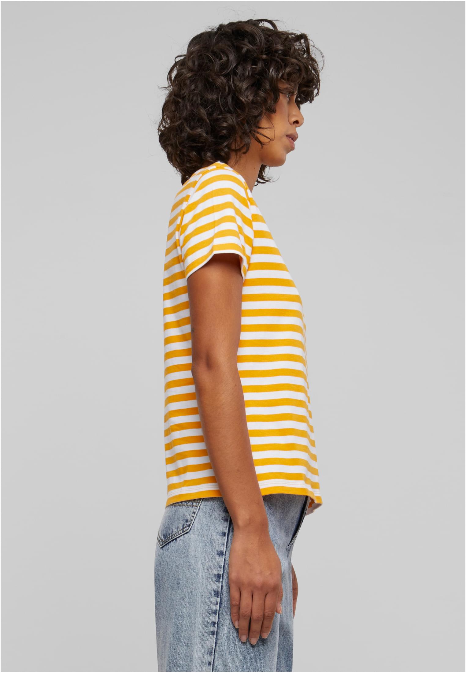 Ladies Regular Striped Tee | white/magicmango