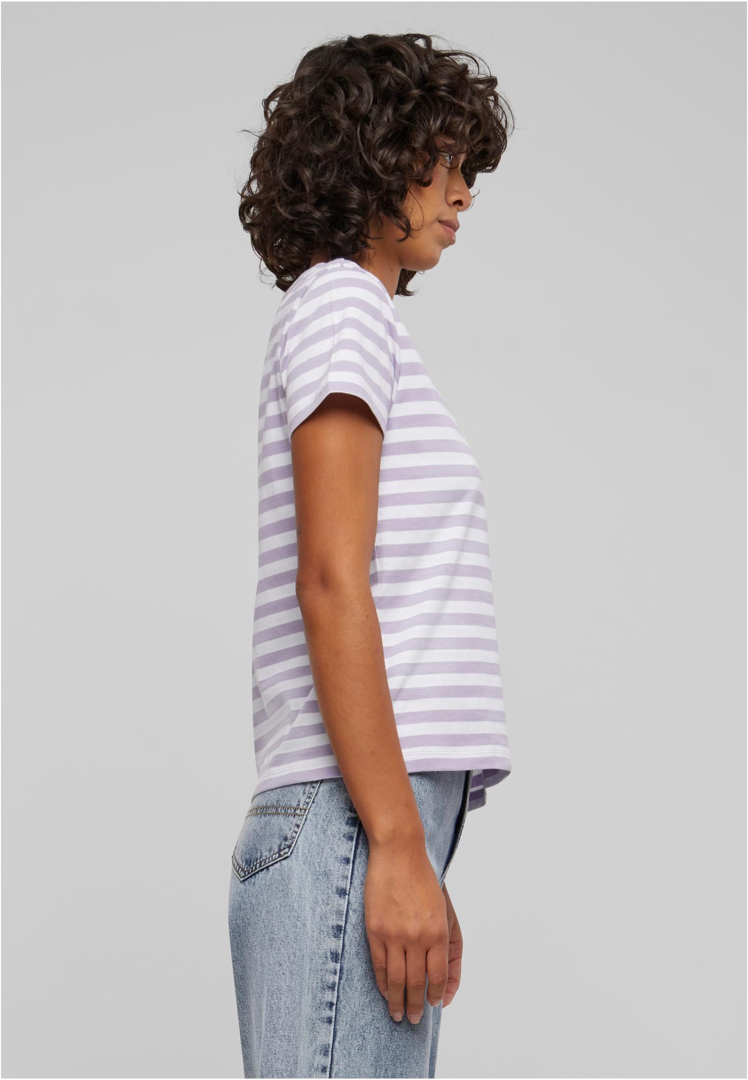 Ladies Regular Striped Tee | white/dustylilac