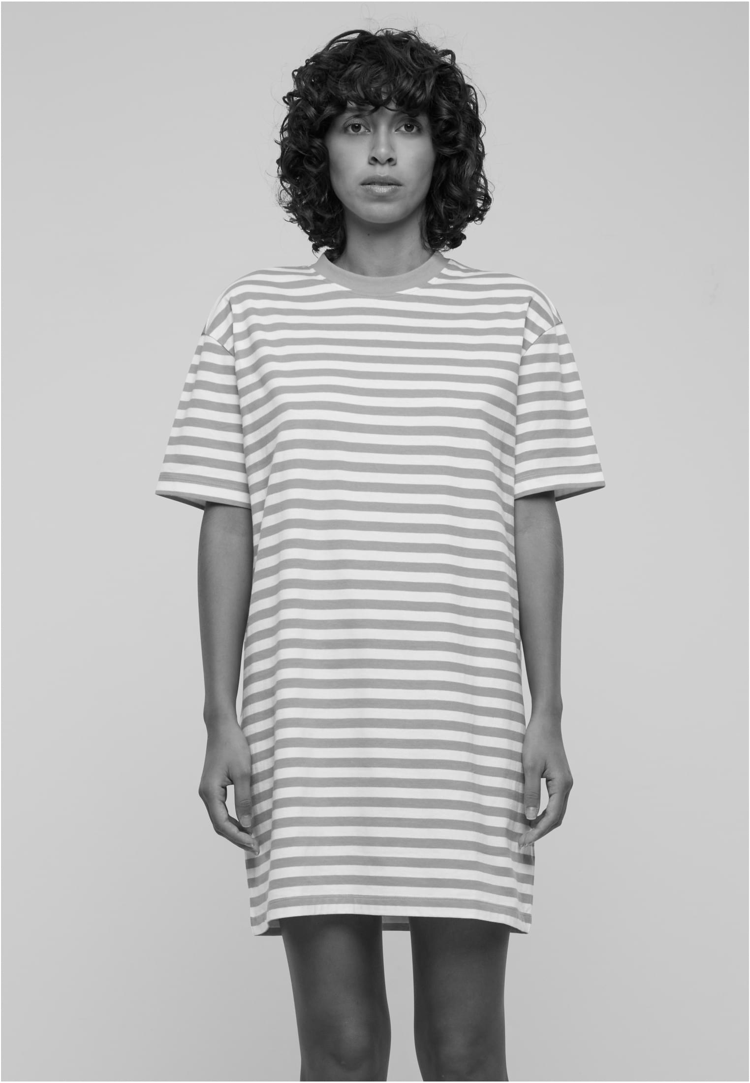 Ladies Oversized Striped Tee Dress | white/magicmango