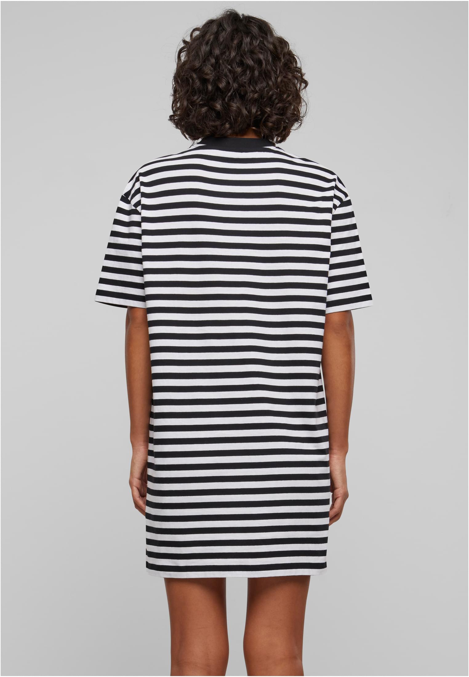 Ladies Oversized Striped Tee Dress | white/black