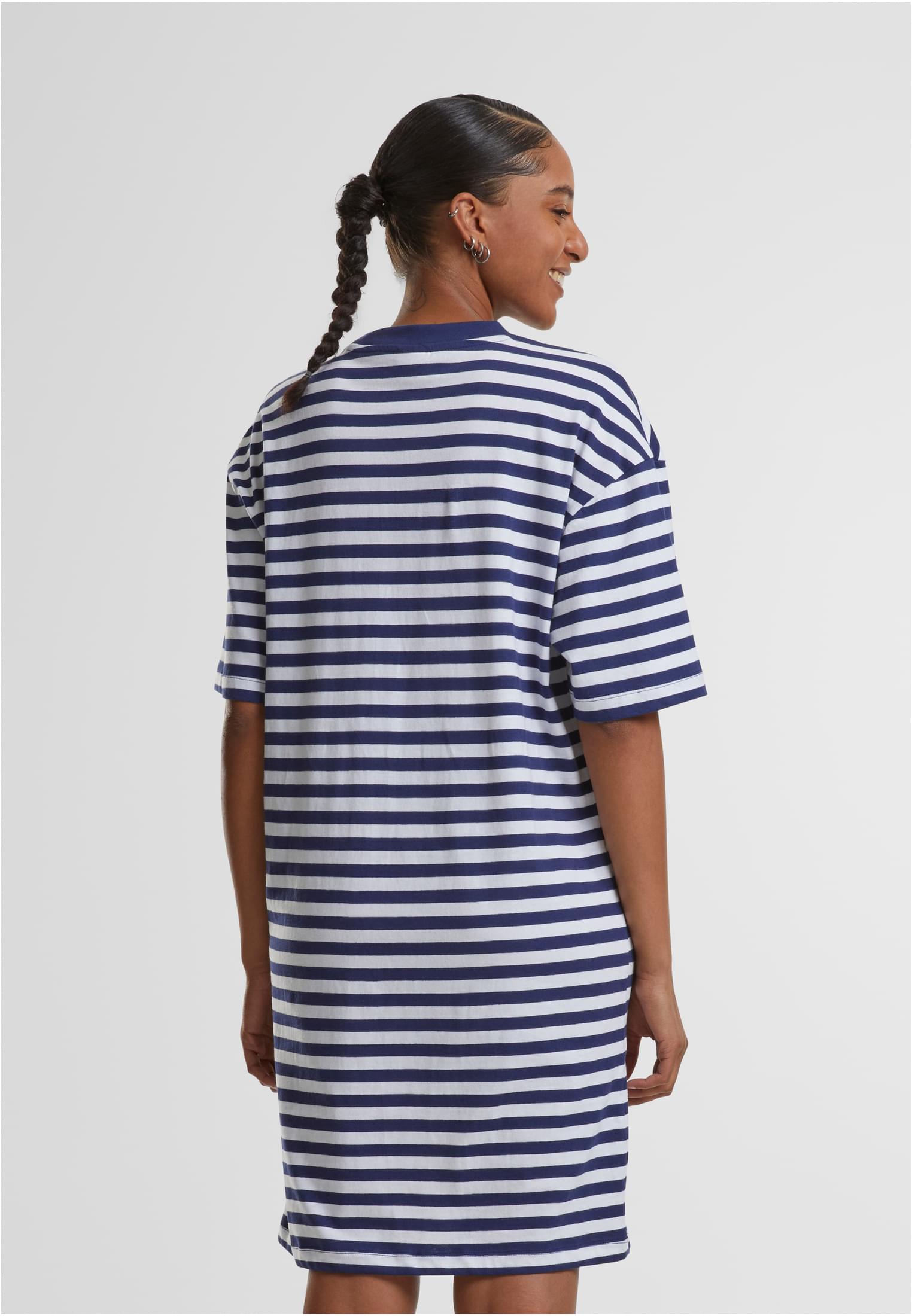 Ladies Oversized Striped Tee Dress | white/darkblue