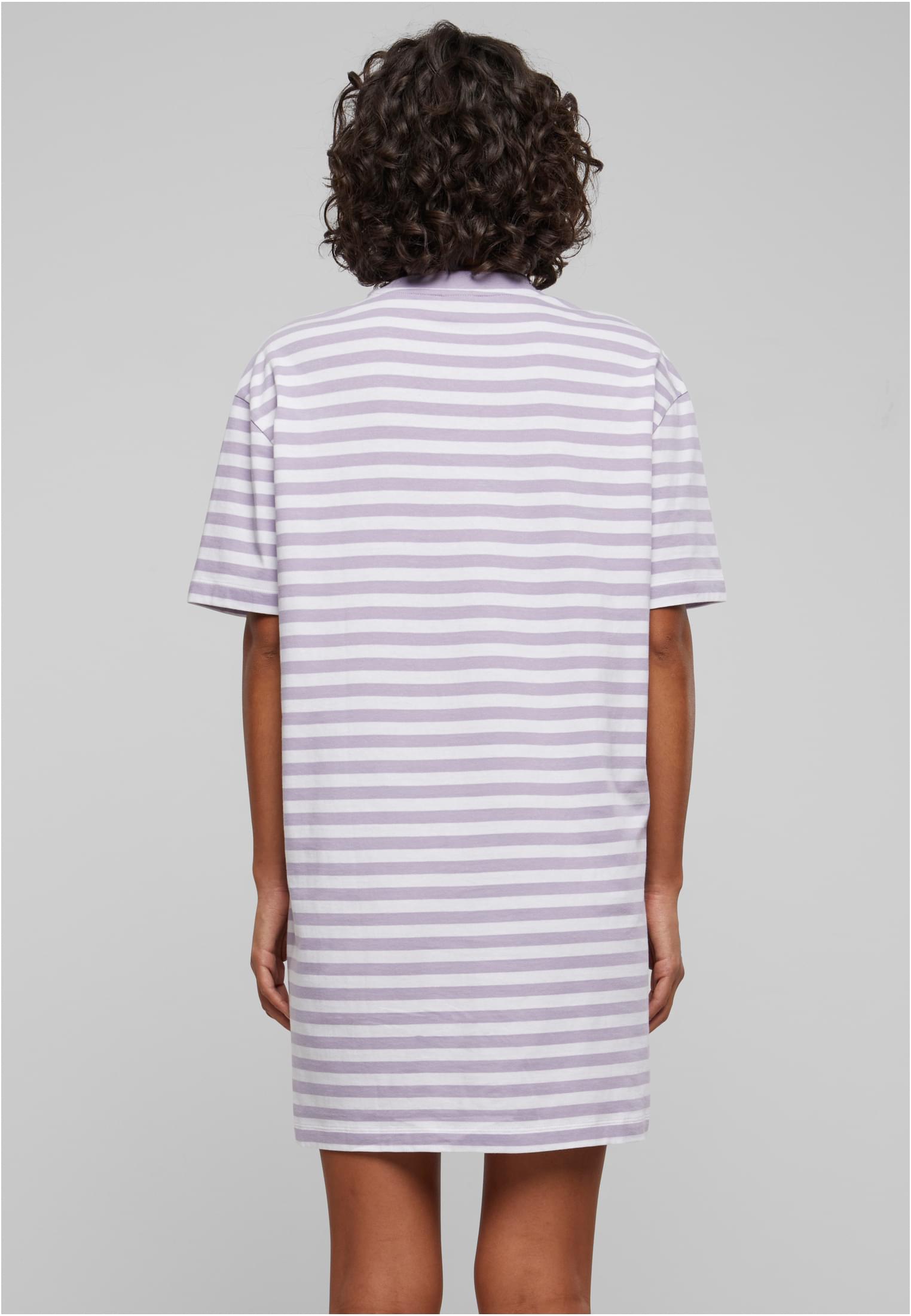 Ladies Oversized Striped Tee Dress | white/dustylilac