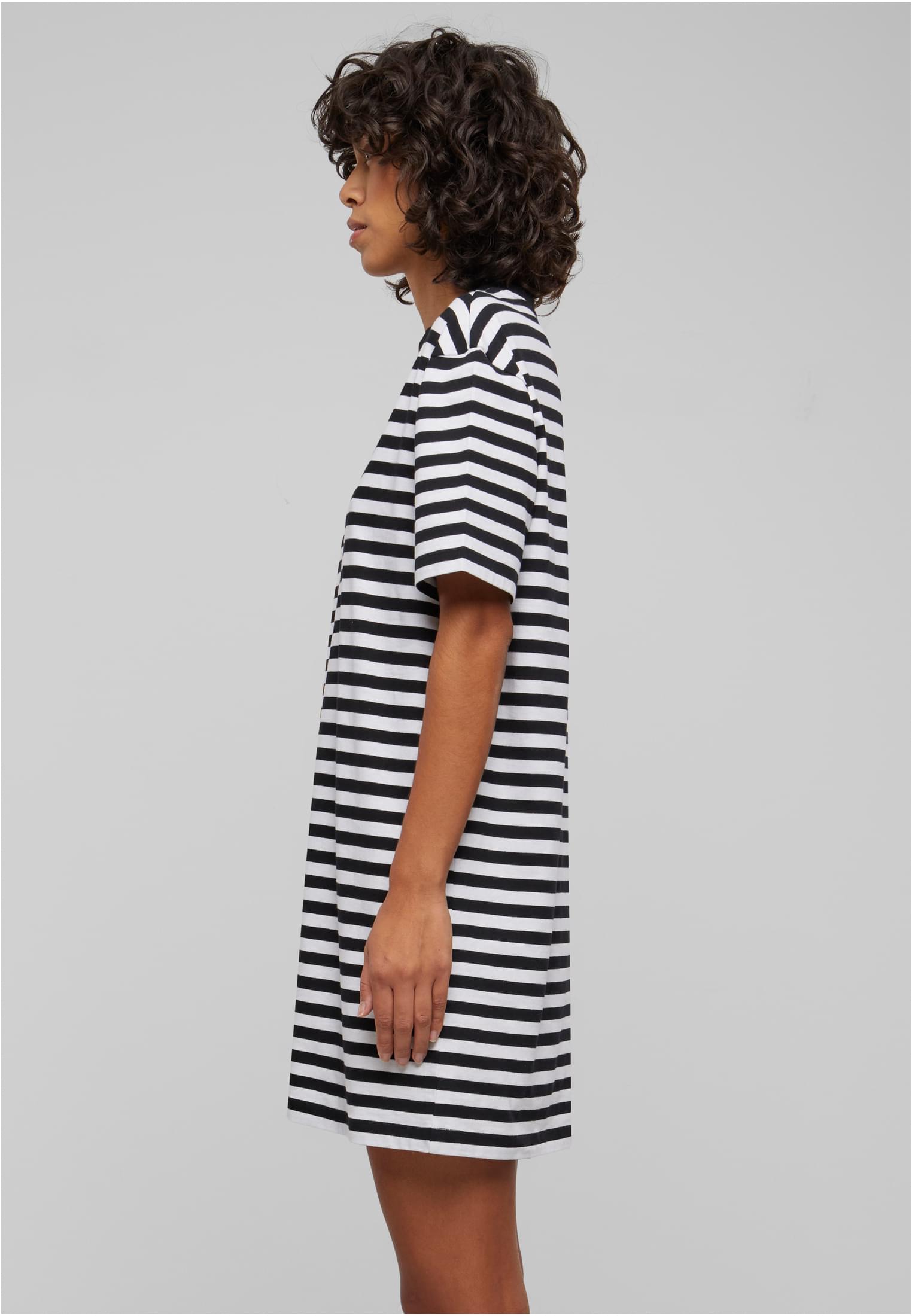 Ladies Oversized Striped Tee Dress | white/black