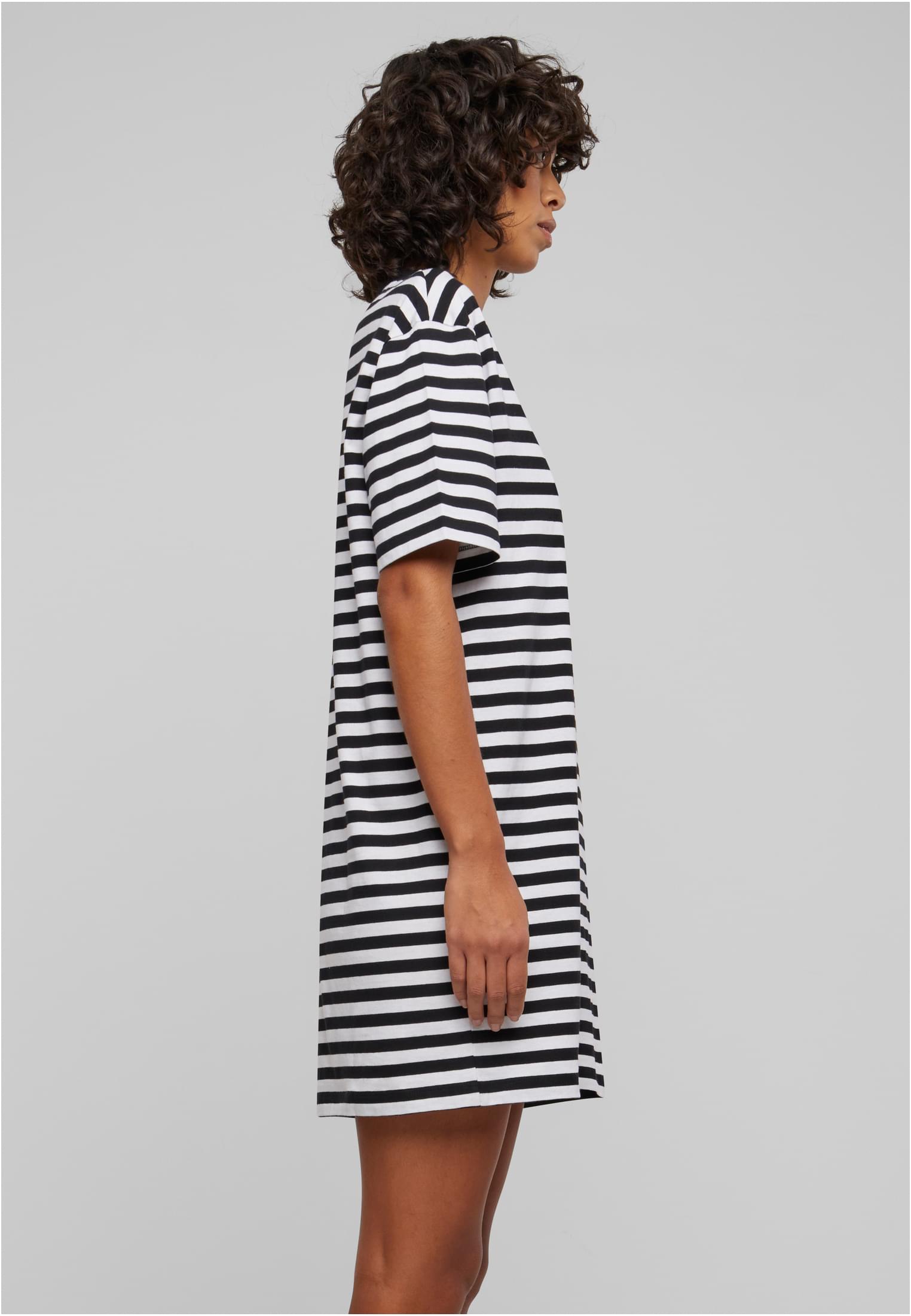 Ladies Oversized Striped Tee Dress | white/black